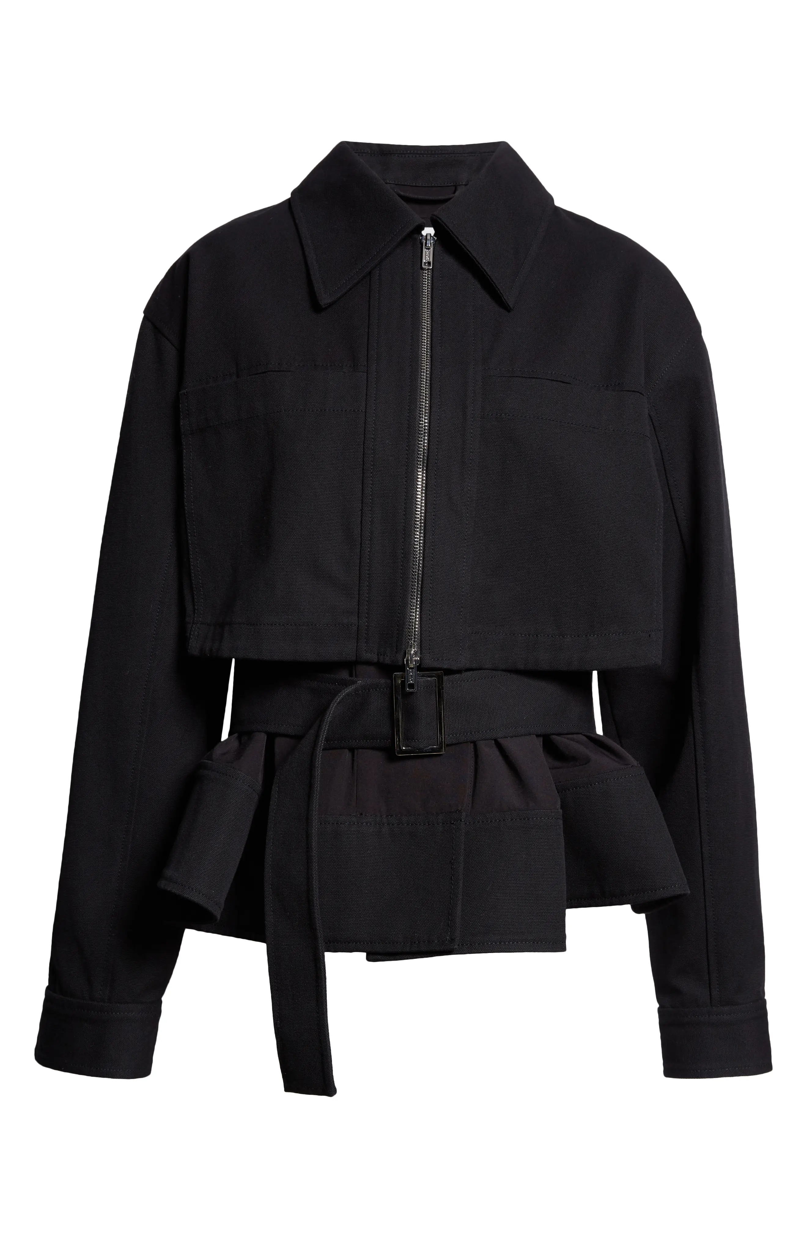 Double Layer Belted Cotton Utility Jacket - 6