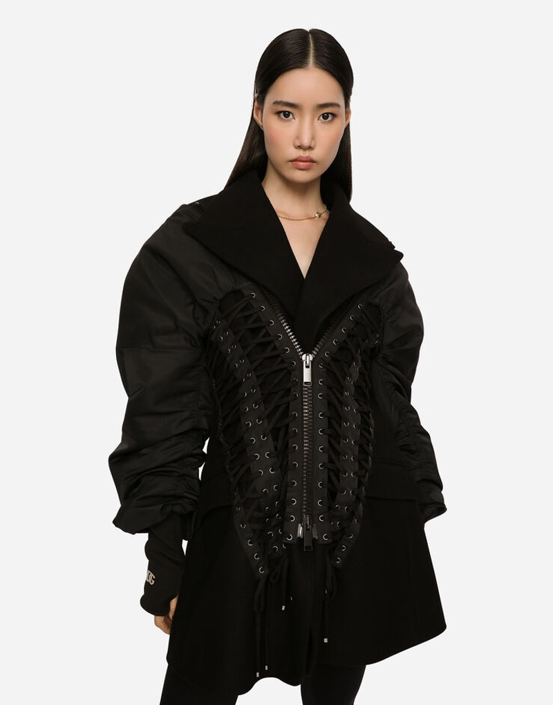 Duchesse and wool jacket with laces and eyelets 4