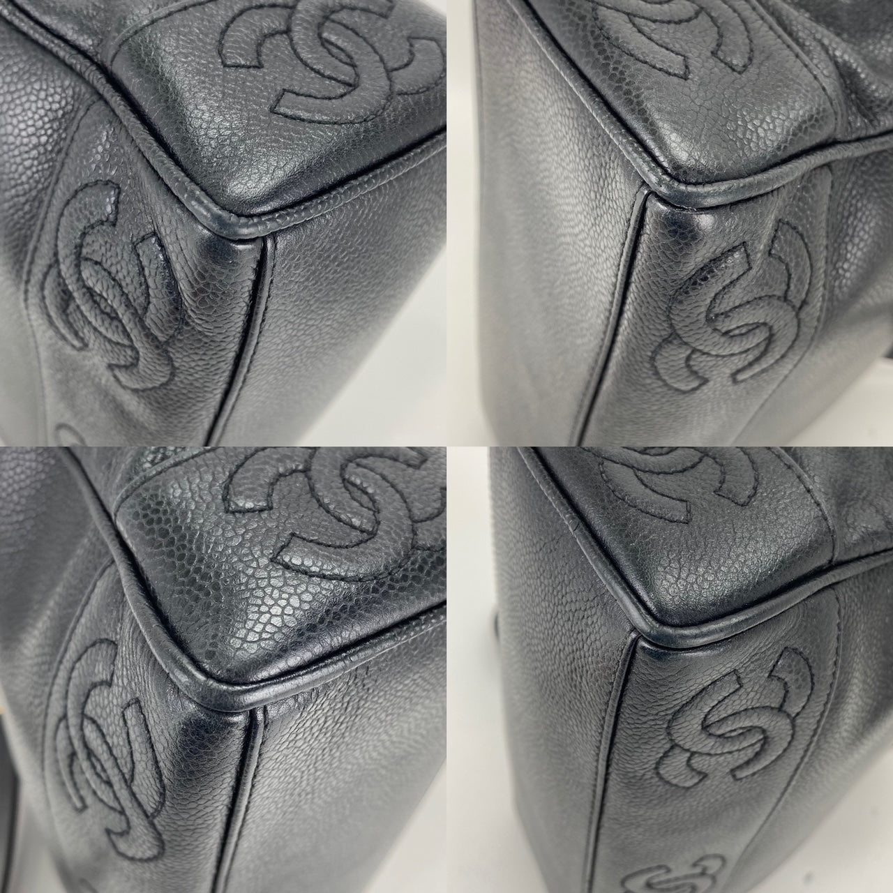 CHANEL Vintage Black Caviar Leather CC Zip Tote Shoulder Bag w/added insert  Pre owned - 10