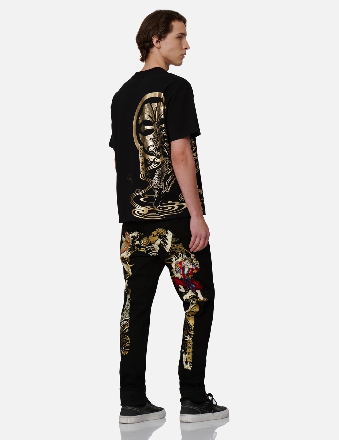 FISHERMAN GOD OF FORTUNE AND KOI-PATTERN DAICOCK CARROT-FIT JEANS #2017 - 3