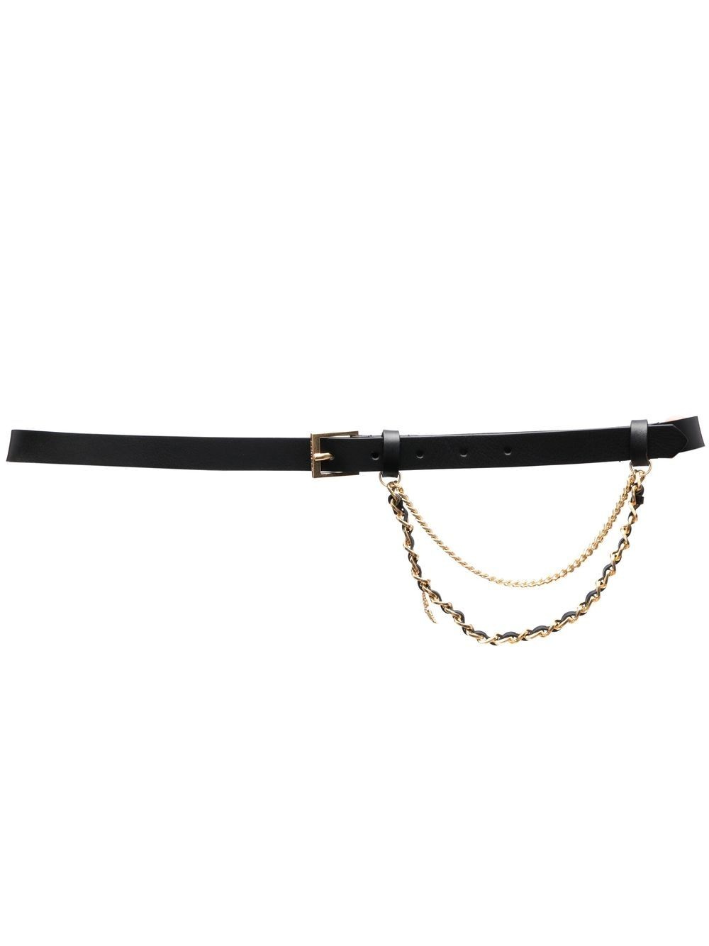 chain-detail leather belt - 1