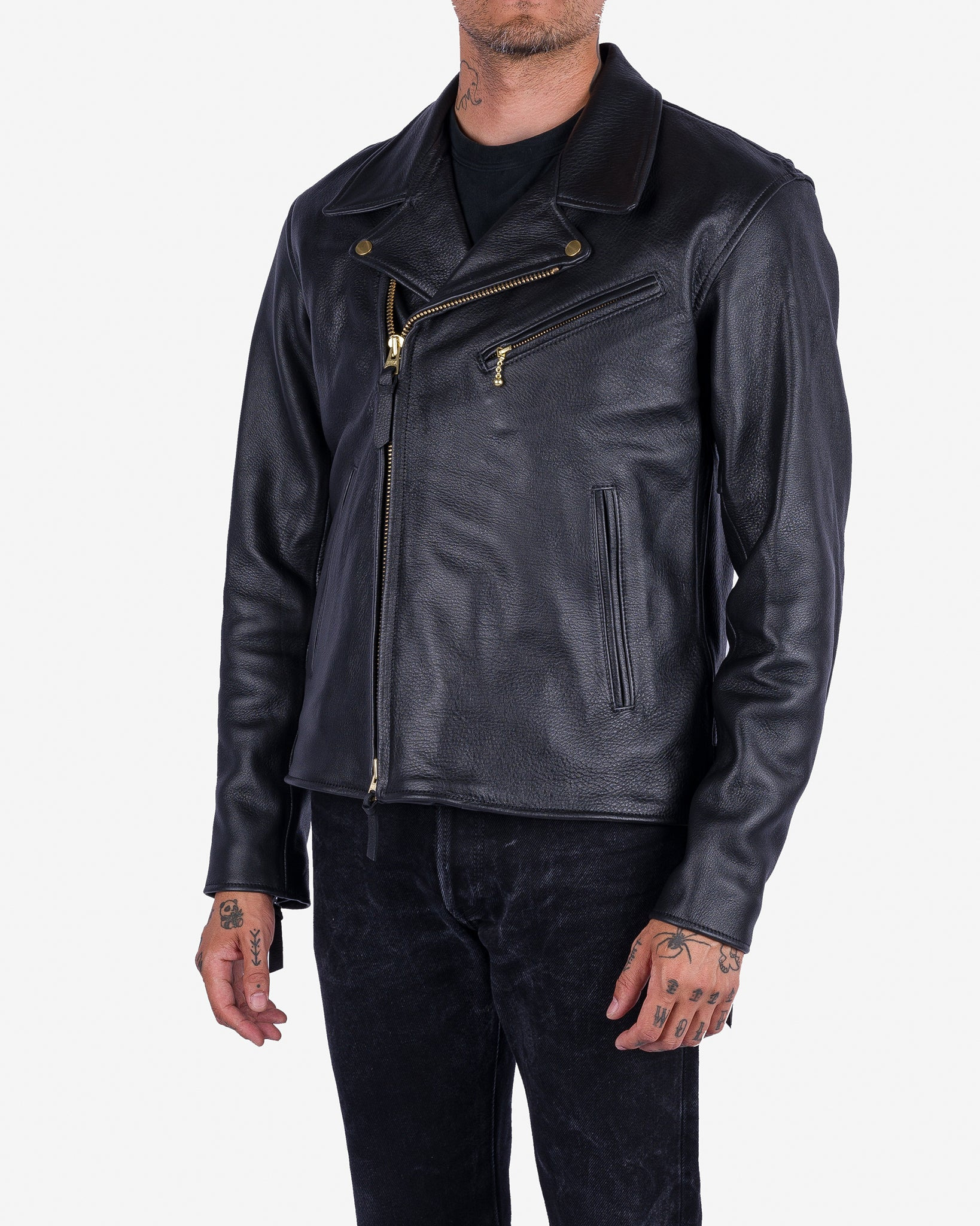 IHSB-PAC-BLK Iron Heart x Simmons Bilt Deerskin Pacific Rider's Jacket - Black - 2