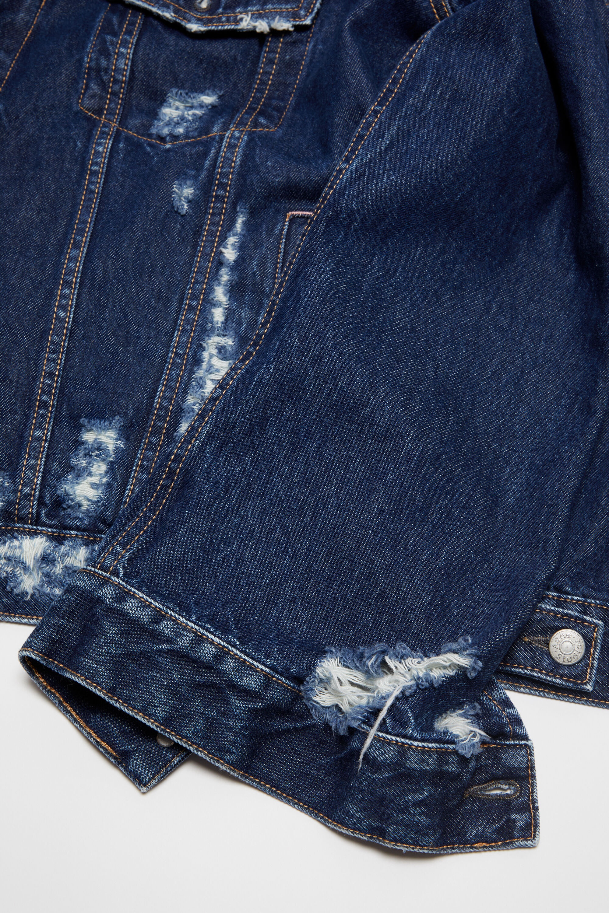 Distressed denim jacket - Relaxed fit - Mid blue - 7