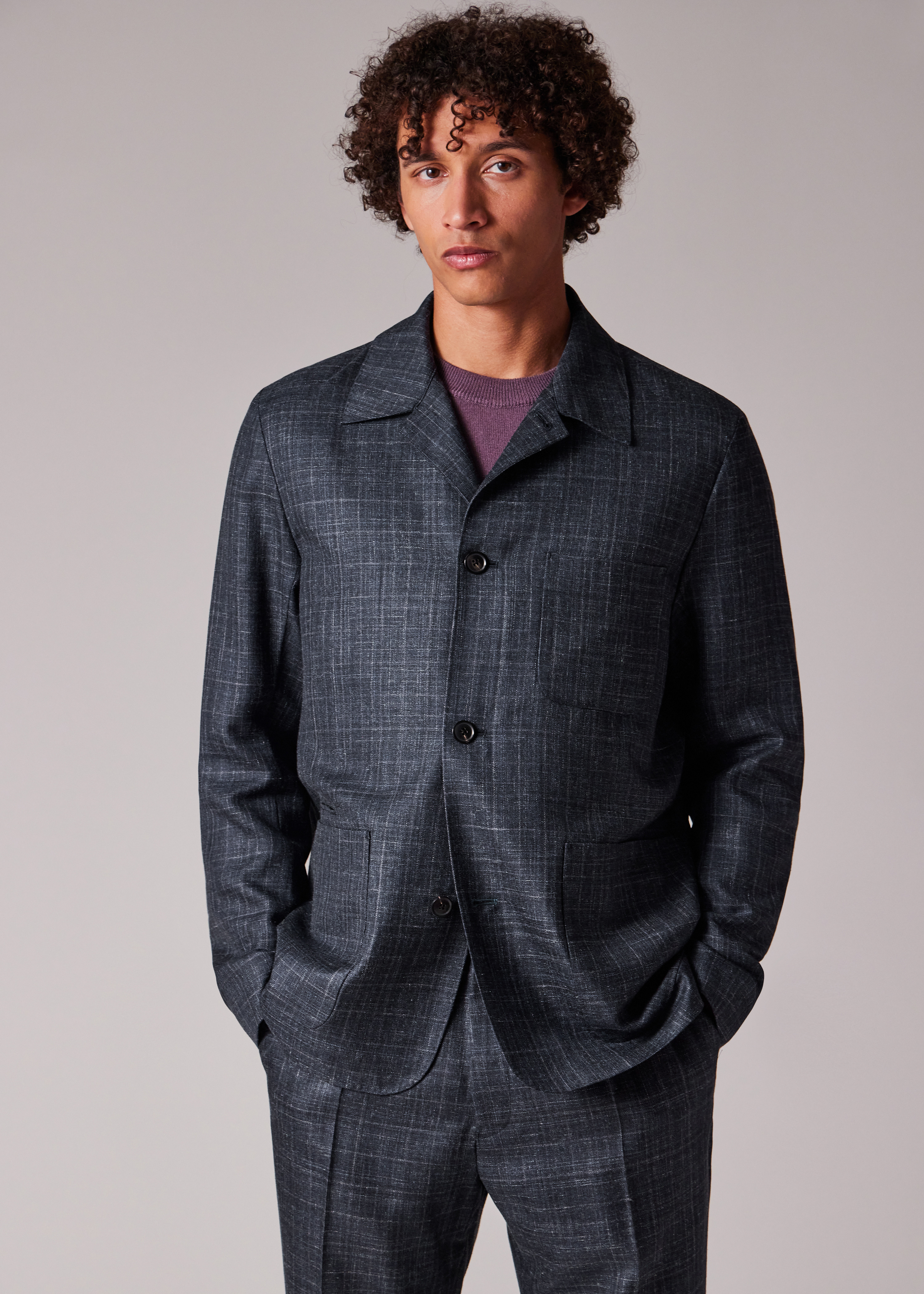Navy Wool-Silk Work Jacket - 5