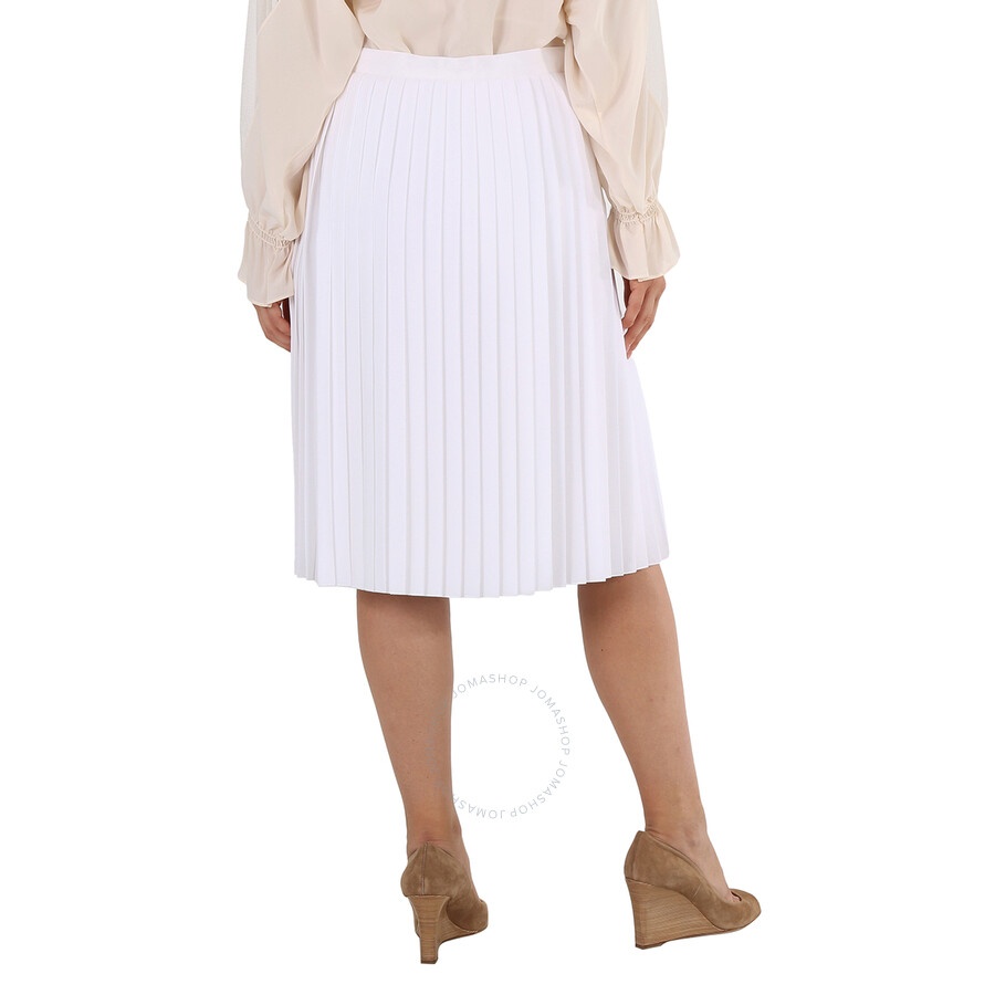 Burberry Pleated Skirt With Silk Lining In Optic White - 5