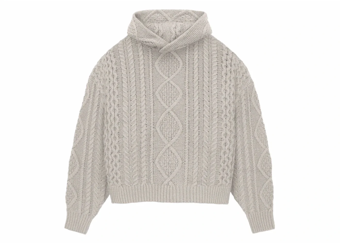 Fear of God Essentials Cable Knit Hoodie Silver Cloud - 1