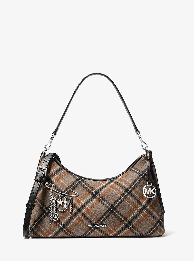 Sammy Medium Plaid Print Wool Blend Convertible Shoulder Bag - 1