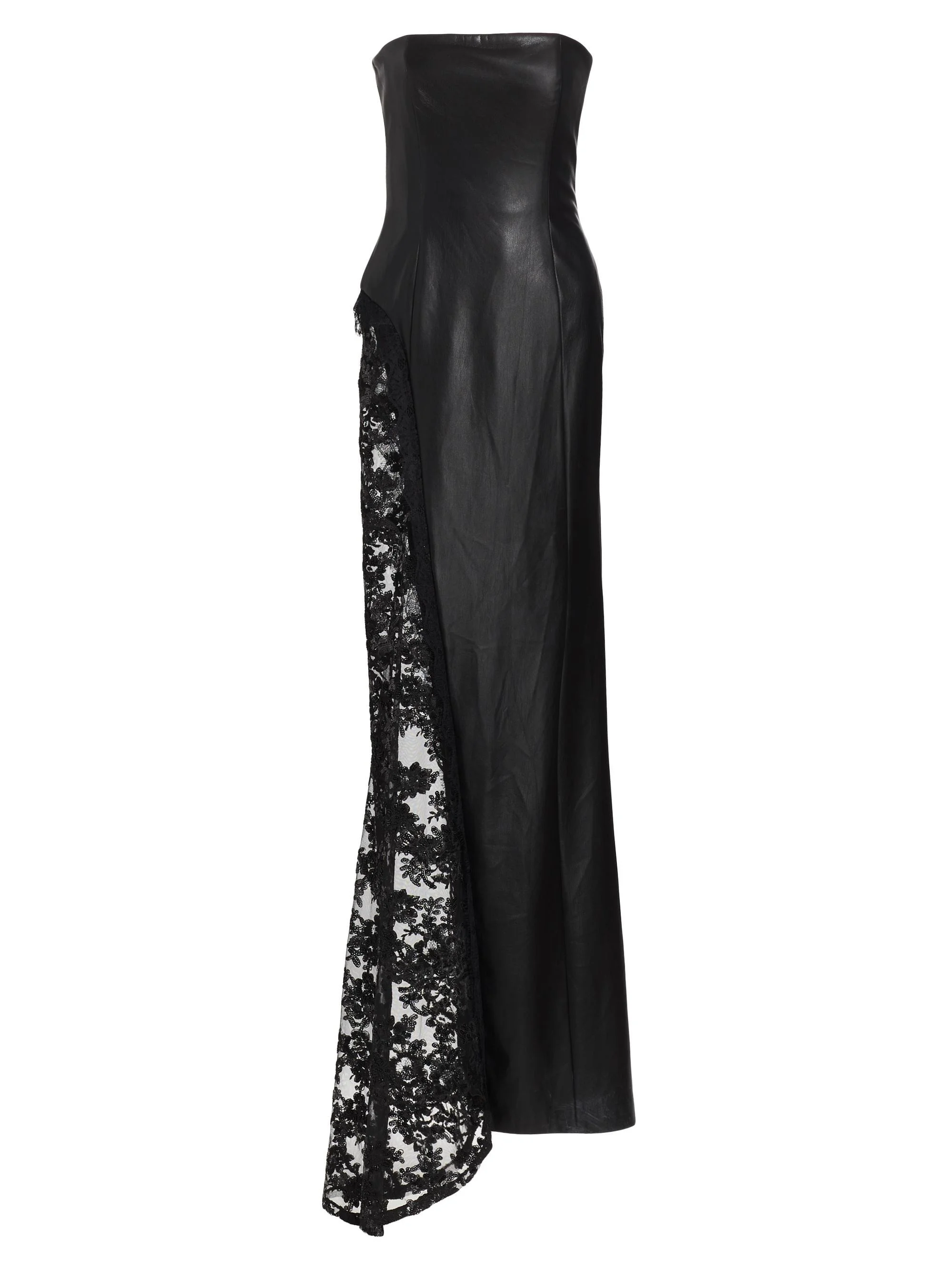 Women's Retha Strapless Vegan Leather & Sequined Gown - Black - 1