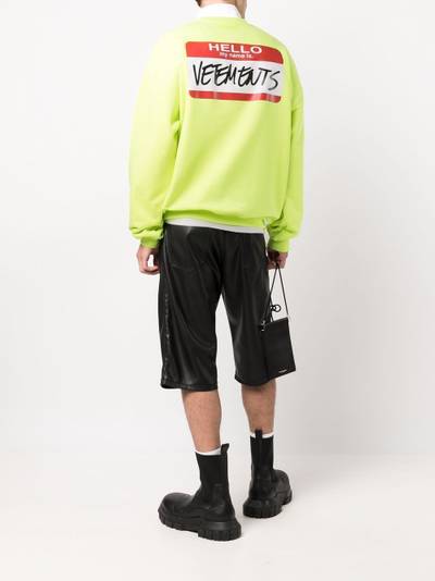 VETEMENTS Name Tag-print cotton sweatshirt outlook