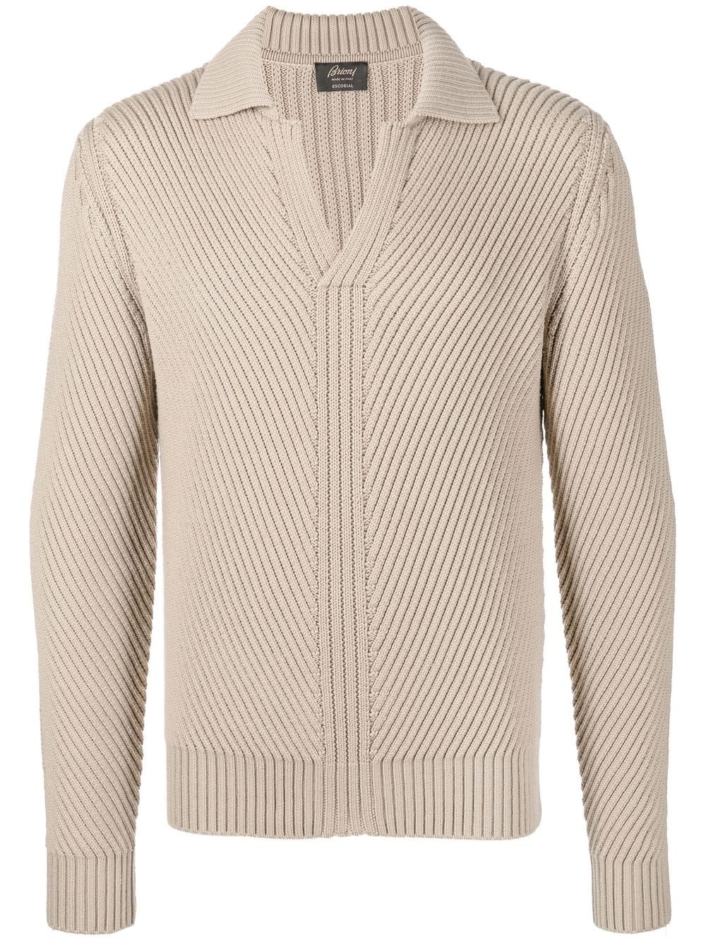 V-NECK RIBBED-KNIT JUMPER - 1