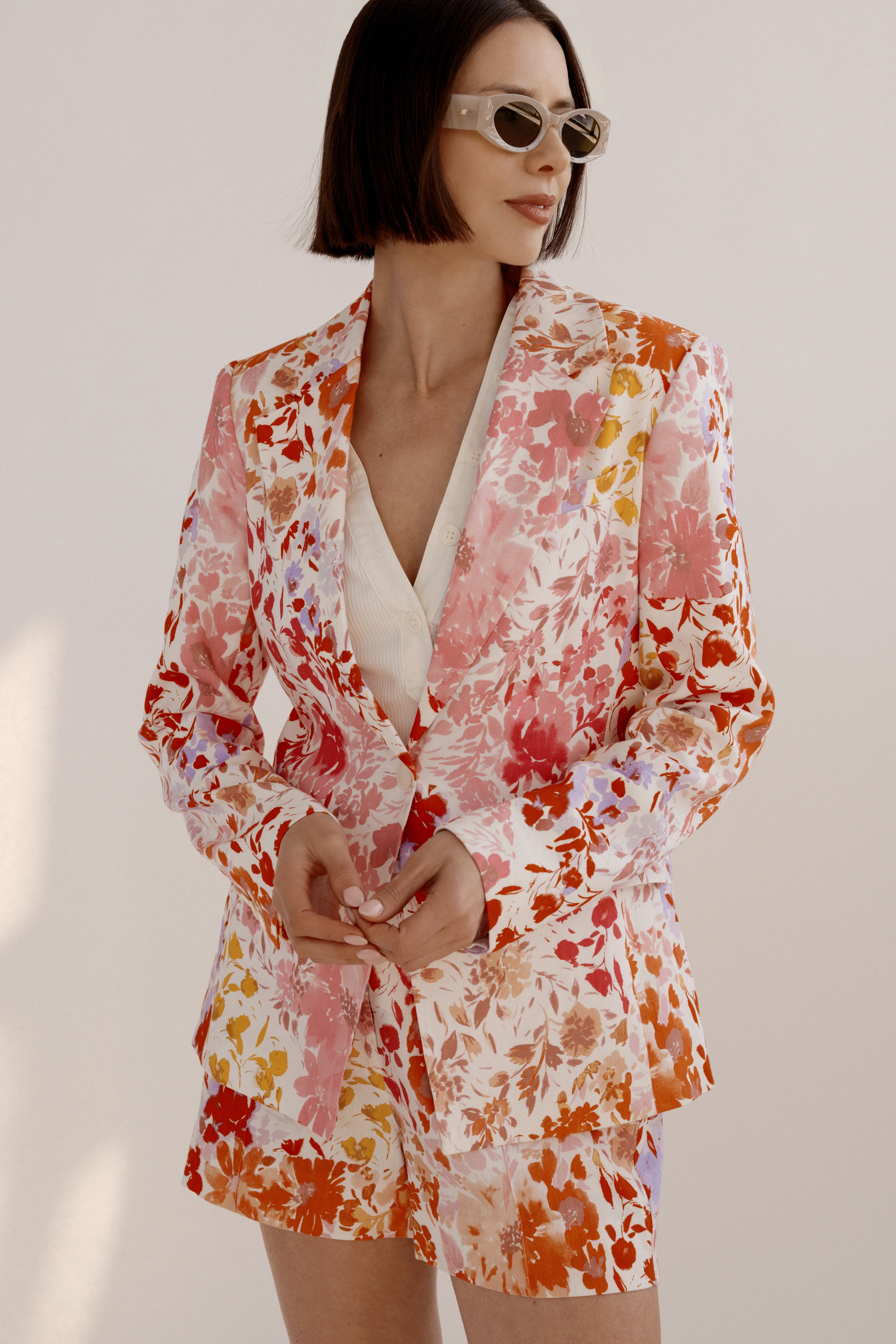 IRINA FLORAL PRINTED STRETCH LINEN BLAZER - 2