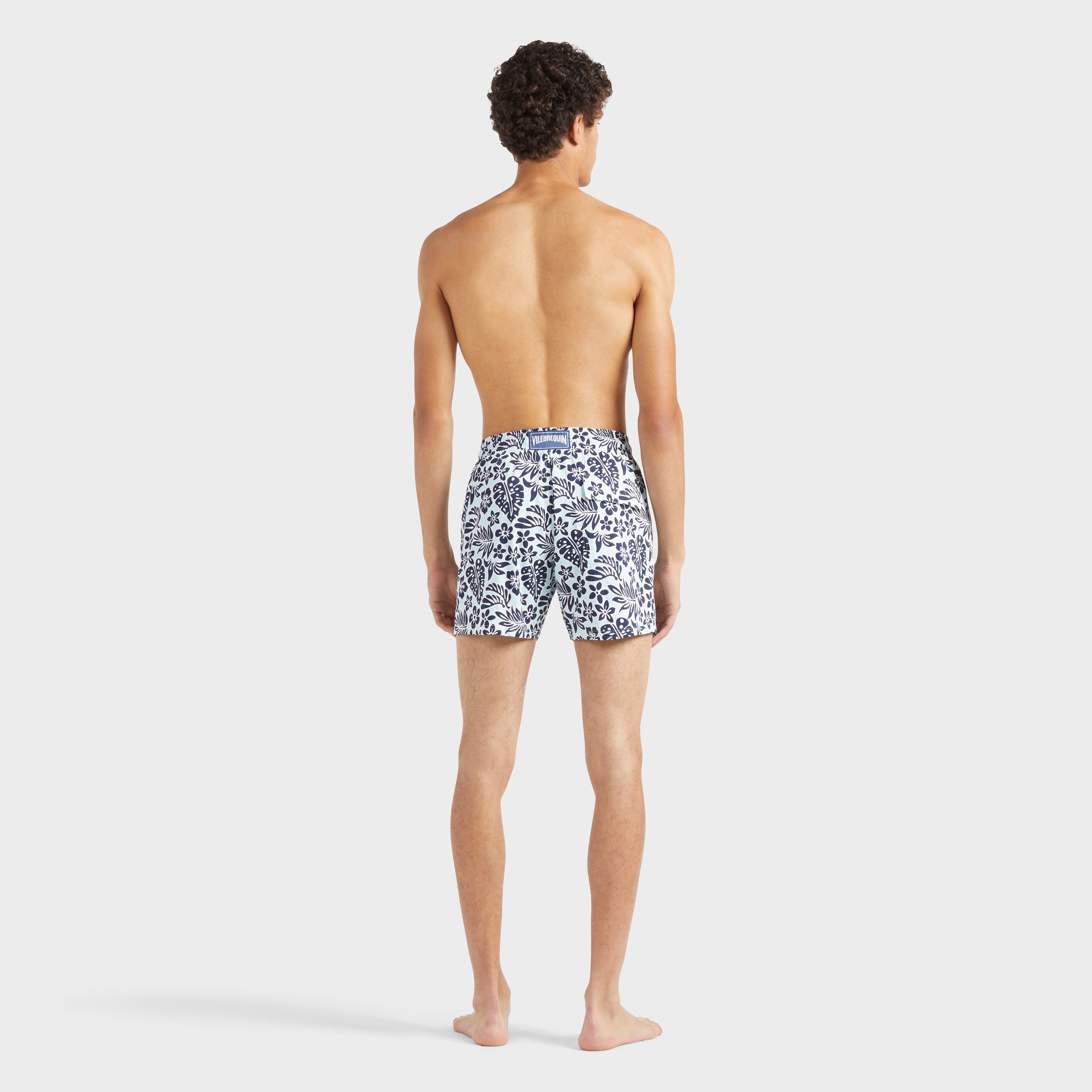 Men Stretch Short Swim Trunks Jungle Leaves - 4