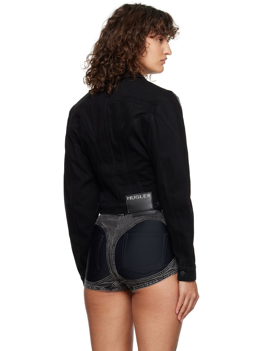 Black Bi-Color Denim Jacket - 3