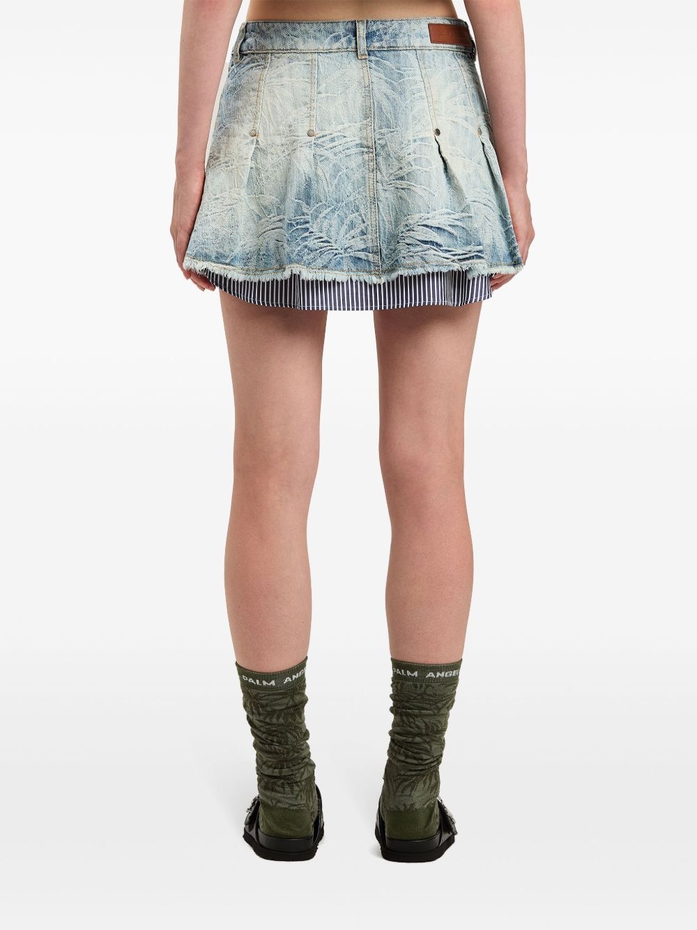 palms-jacquard pleated mini skirt - 5