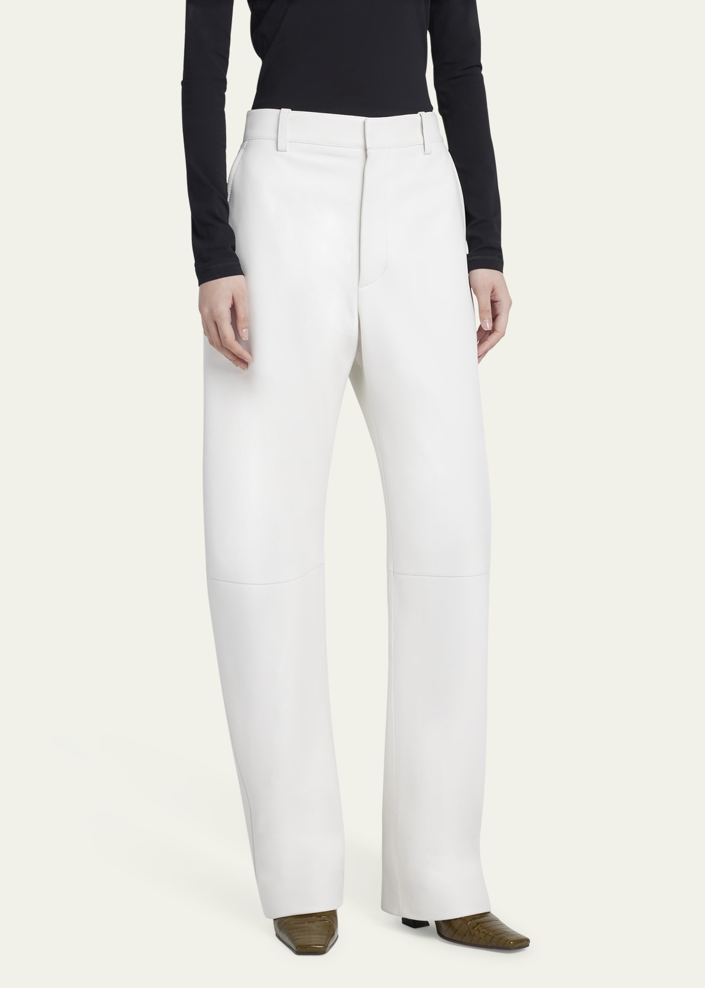 Napa Leather Rounded Leg Trousers - 4