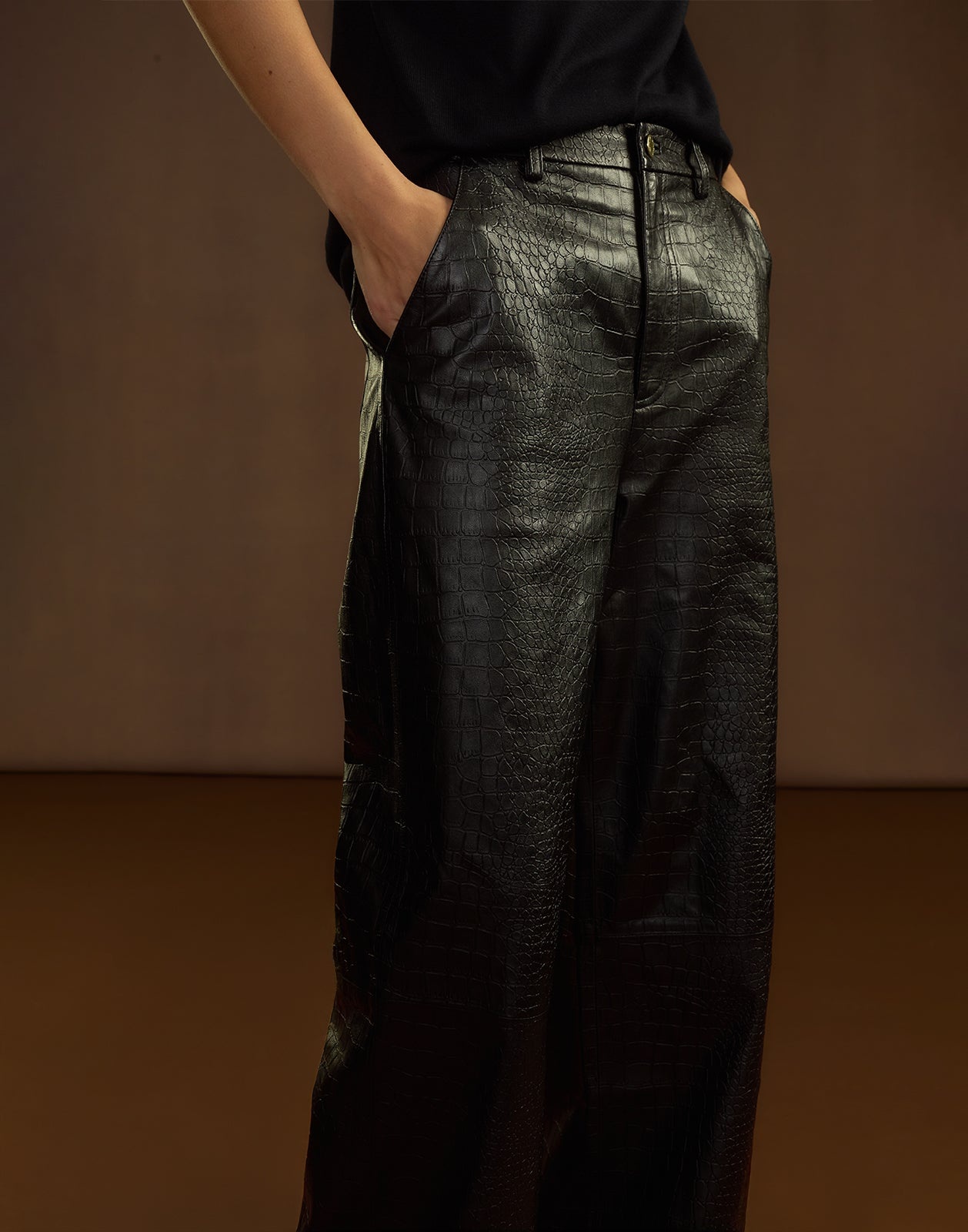 Embossed Leather Pants - 7