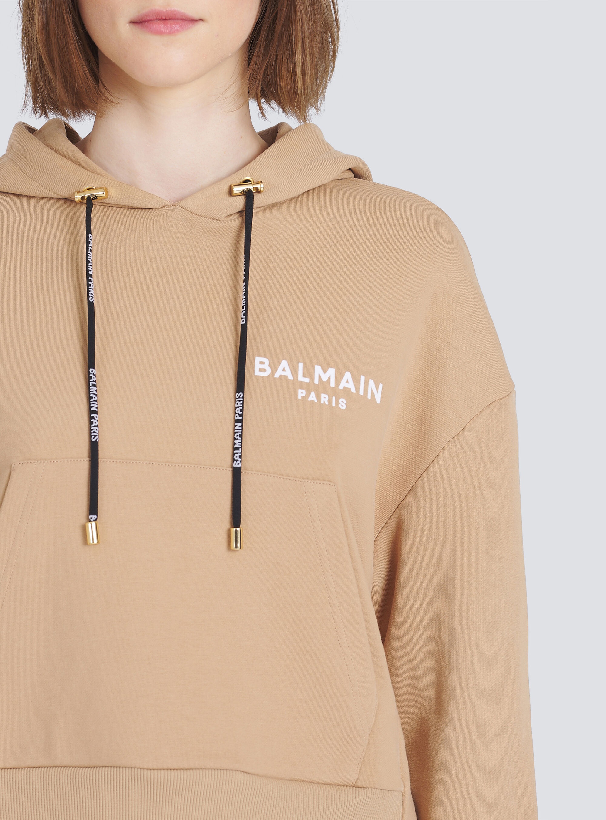 Eco-designed cotton sweatshirt with flocked Balmain logo - 7