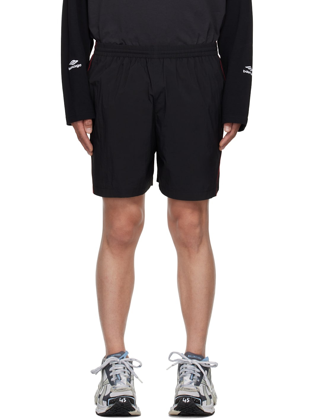 Black Washed Tracksuit Shorts - 1