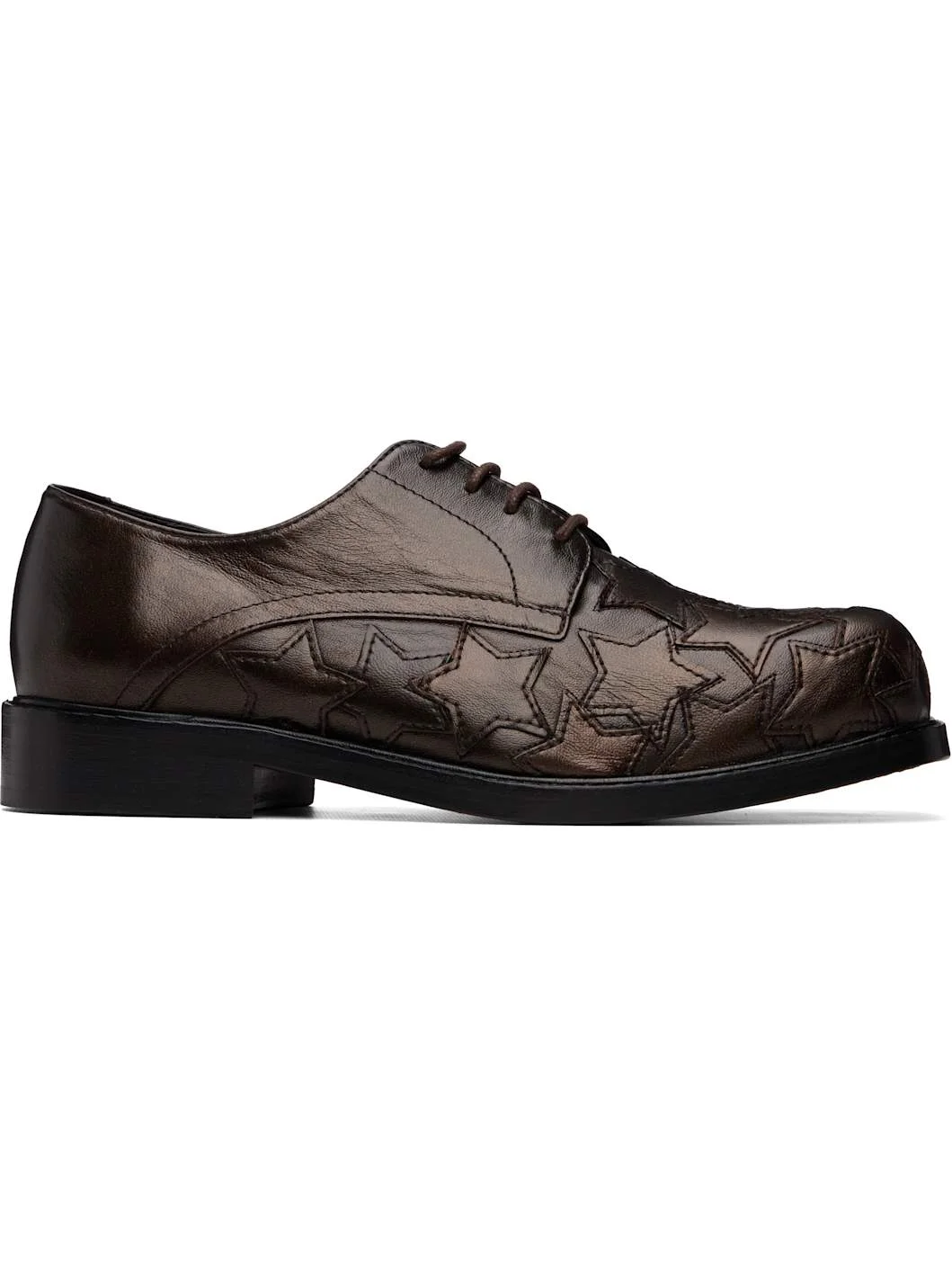 Brown Star Square Toe Derbys - 1