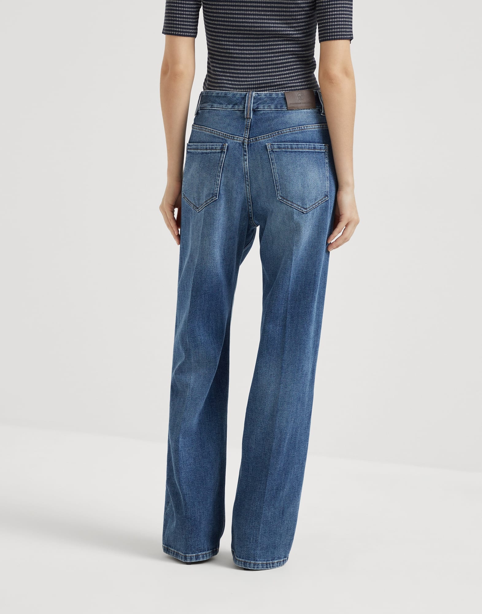 Comfort cotton denim contemporary loose trousers with monili - 2