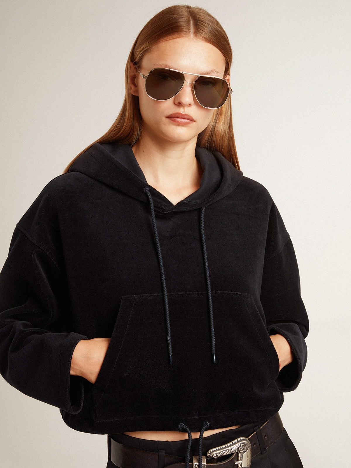 Women’s black chenille sweatshirt with embroidery on the back - 5
