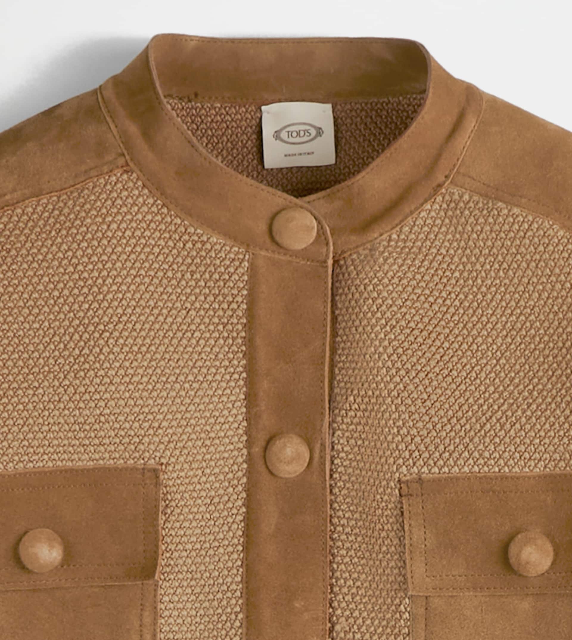 JACKET IN WOOL WITH SUEDE DETAILING - BROWN - 7