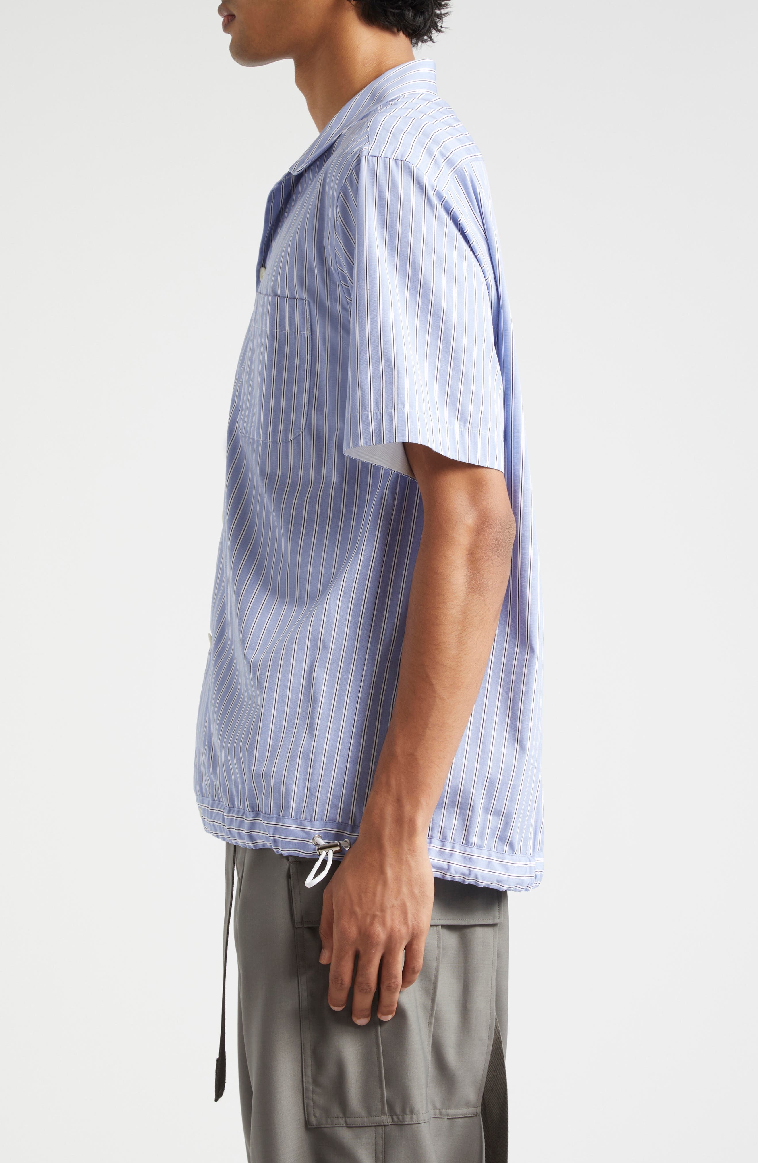 Stripe Cotton Poplin Camp Shirt - 4