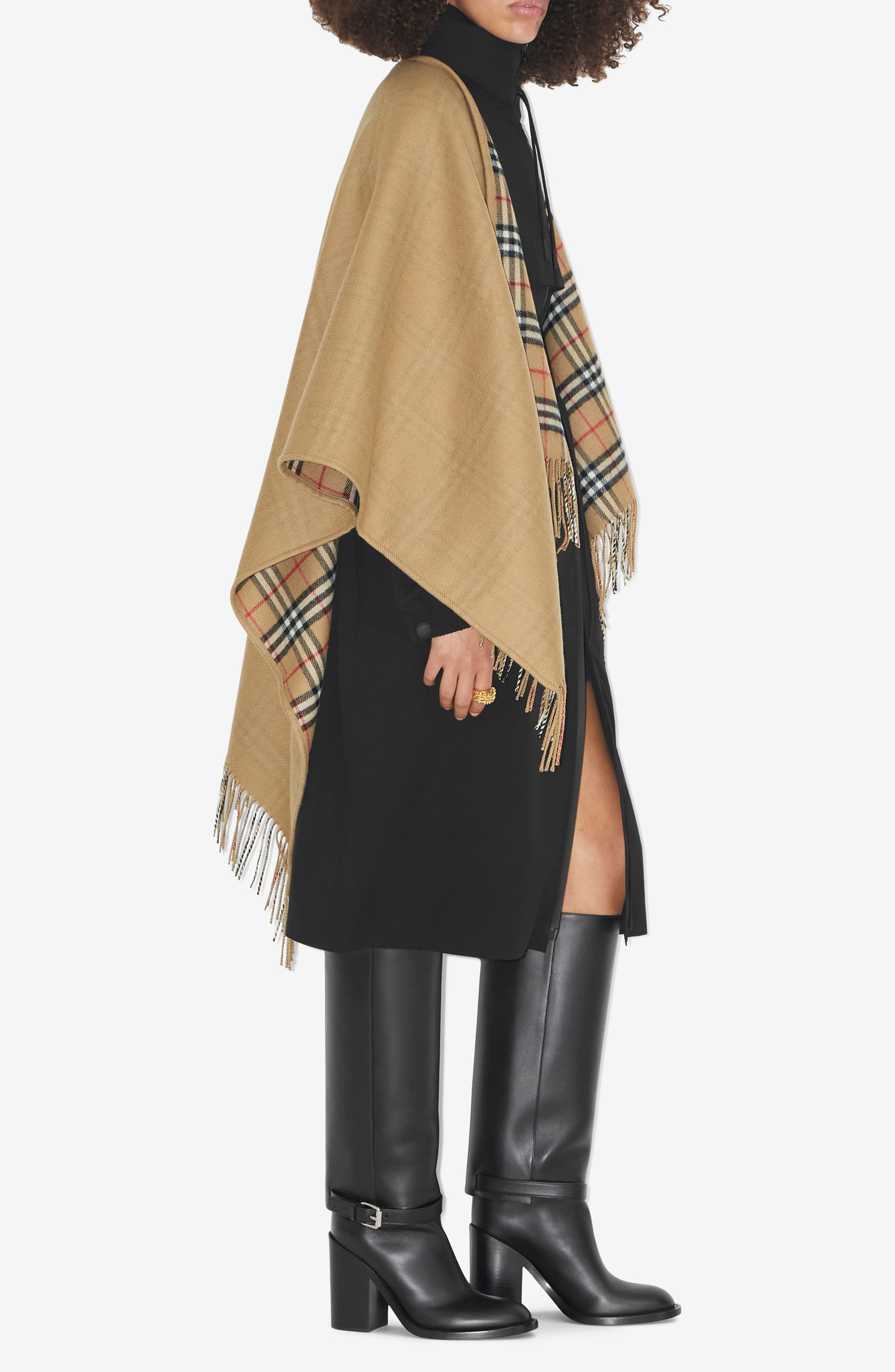 burberry Vintage Check Wool Cape in Archive Beige at Nordstrom - 3