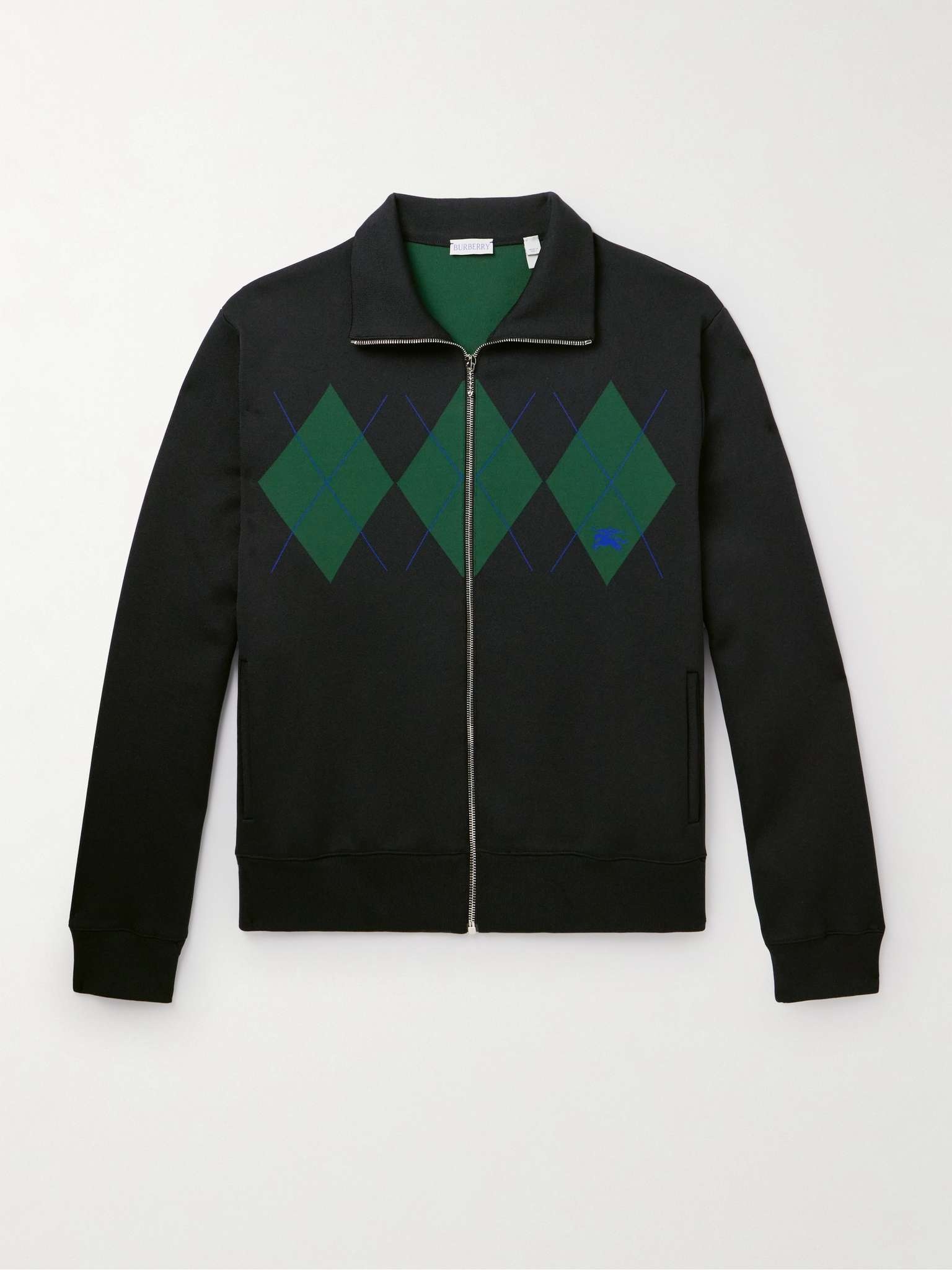 Argyle Jacquard-Knit Zip-Up Track Jacket - 1