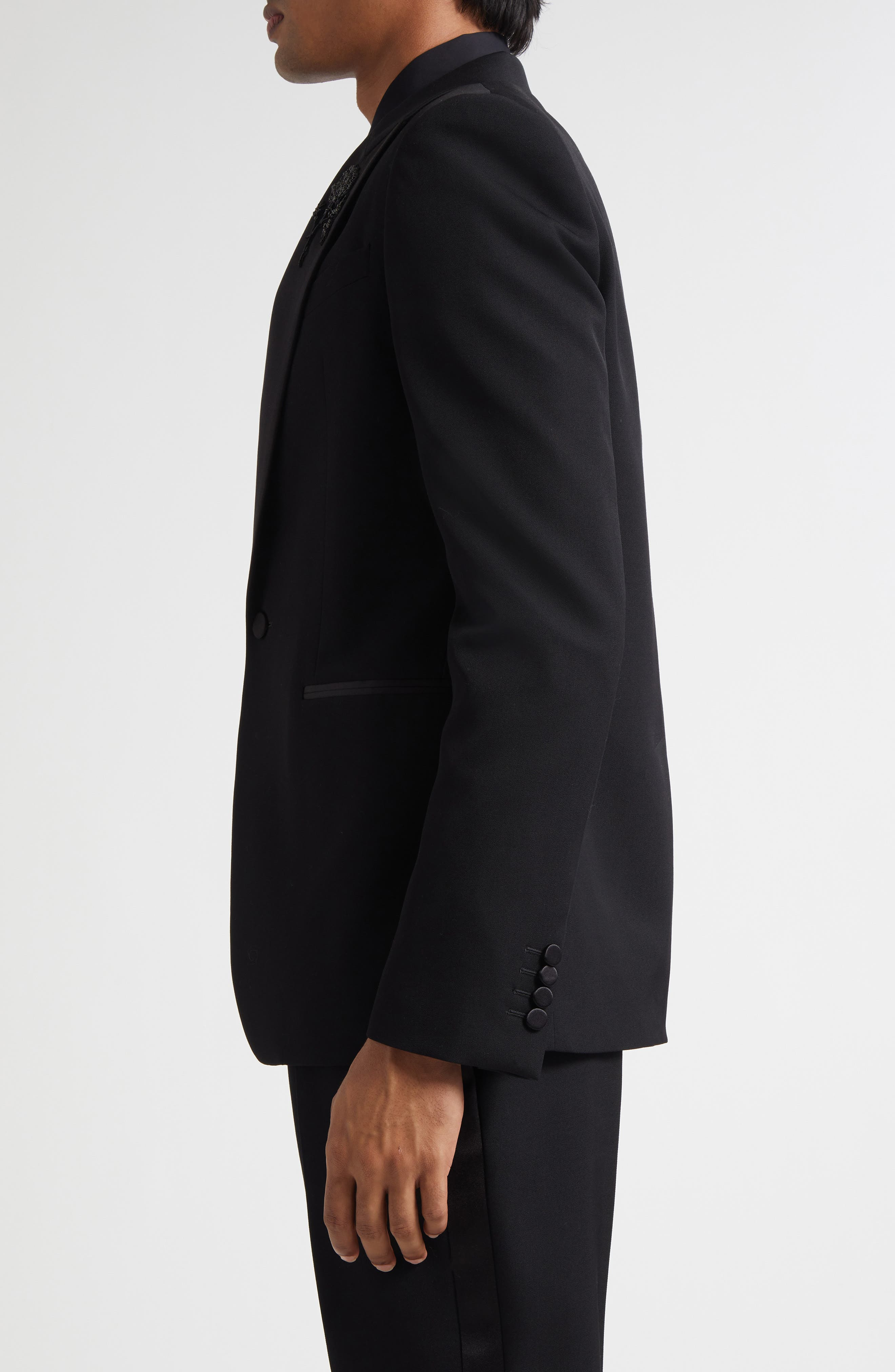 McQueen Sailor Tattoo Rose Wool Dinner Jacket in Black at Nordstrom - 4