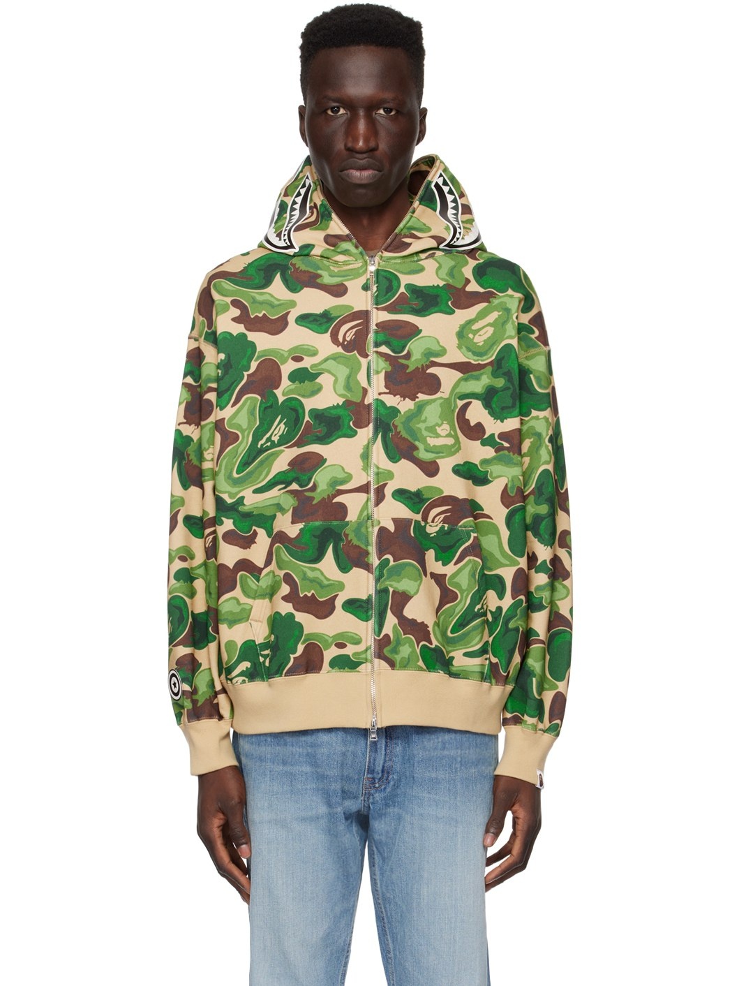 Green Art Camo Shark Hoodie - 1