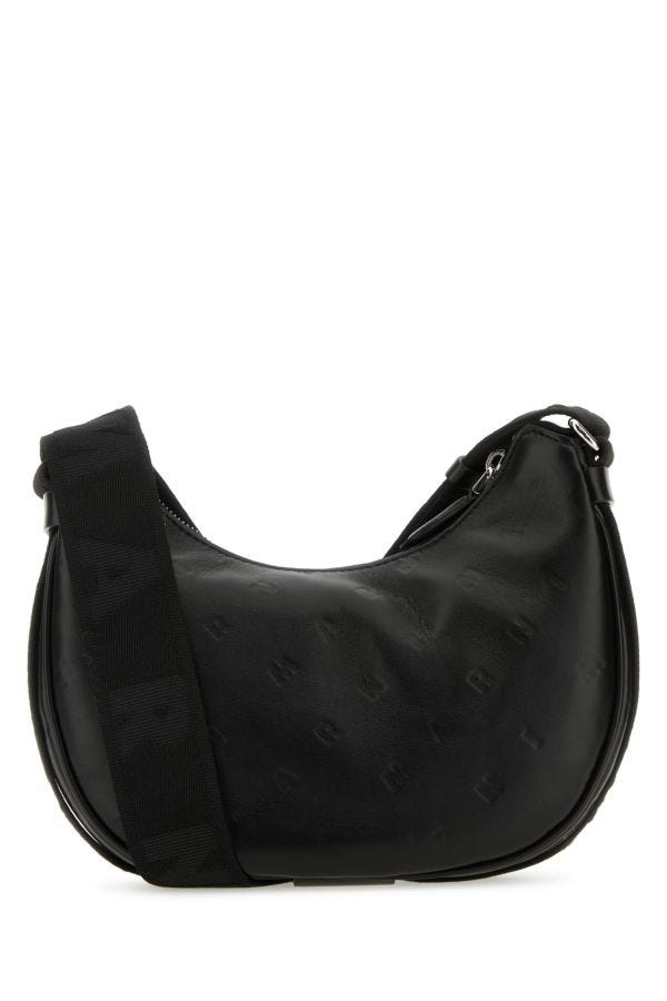 Marni Crossbody Embossed Logo Leather Bag in Black for Men