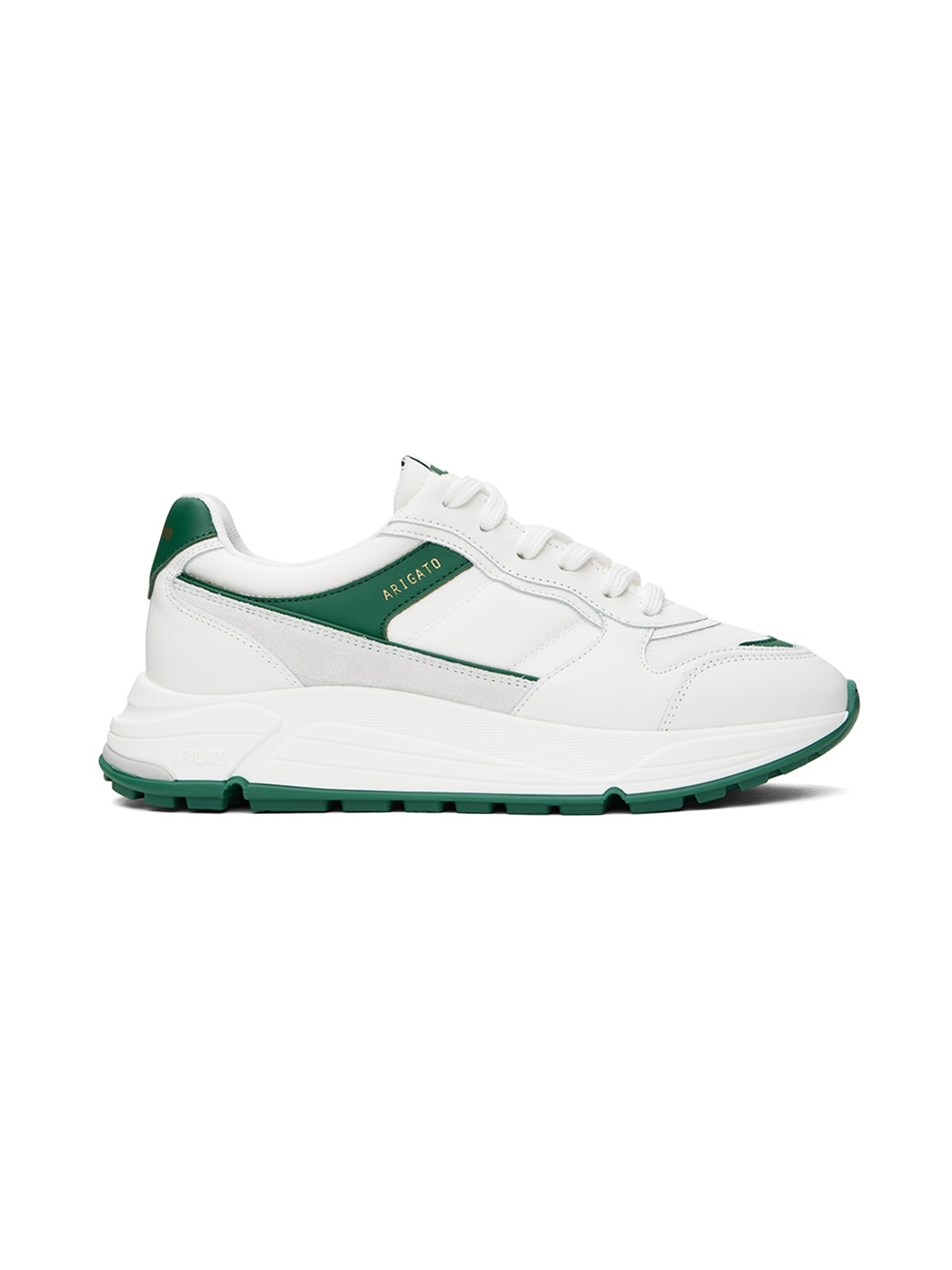 White & Green Rush Sneakers - 1