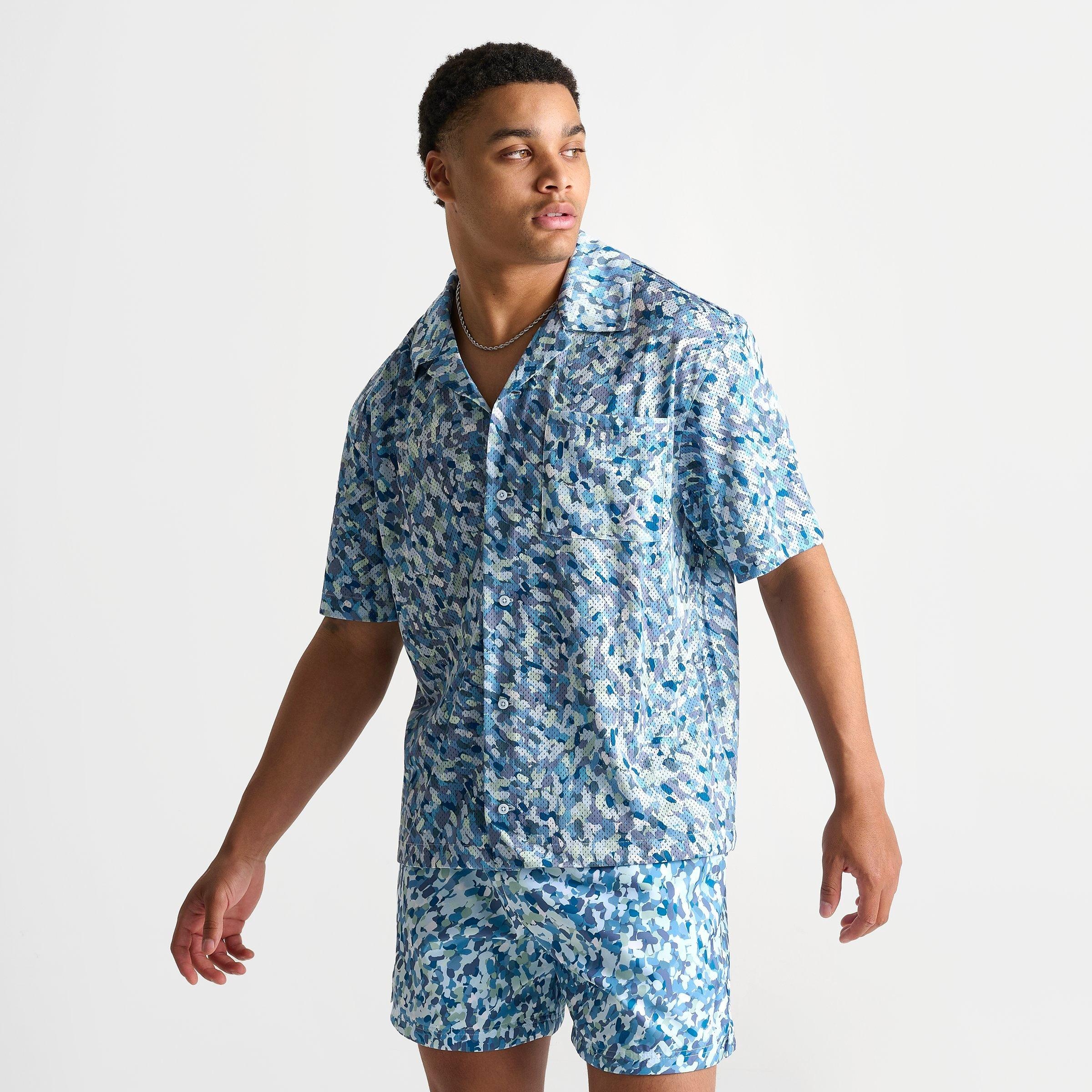 MEN'S JORDAN ESSENTIALS ALLOVER PRINT BUTTON-DOWN POOLSIDE TOP - 3