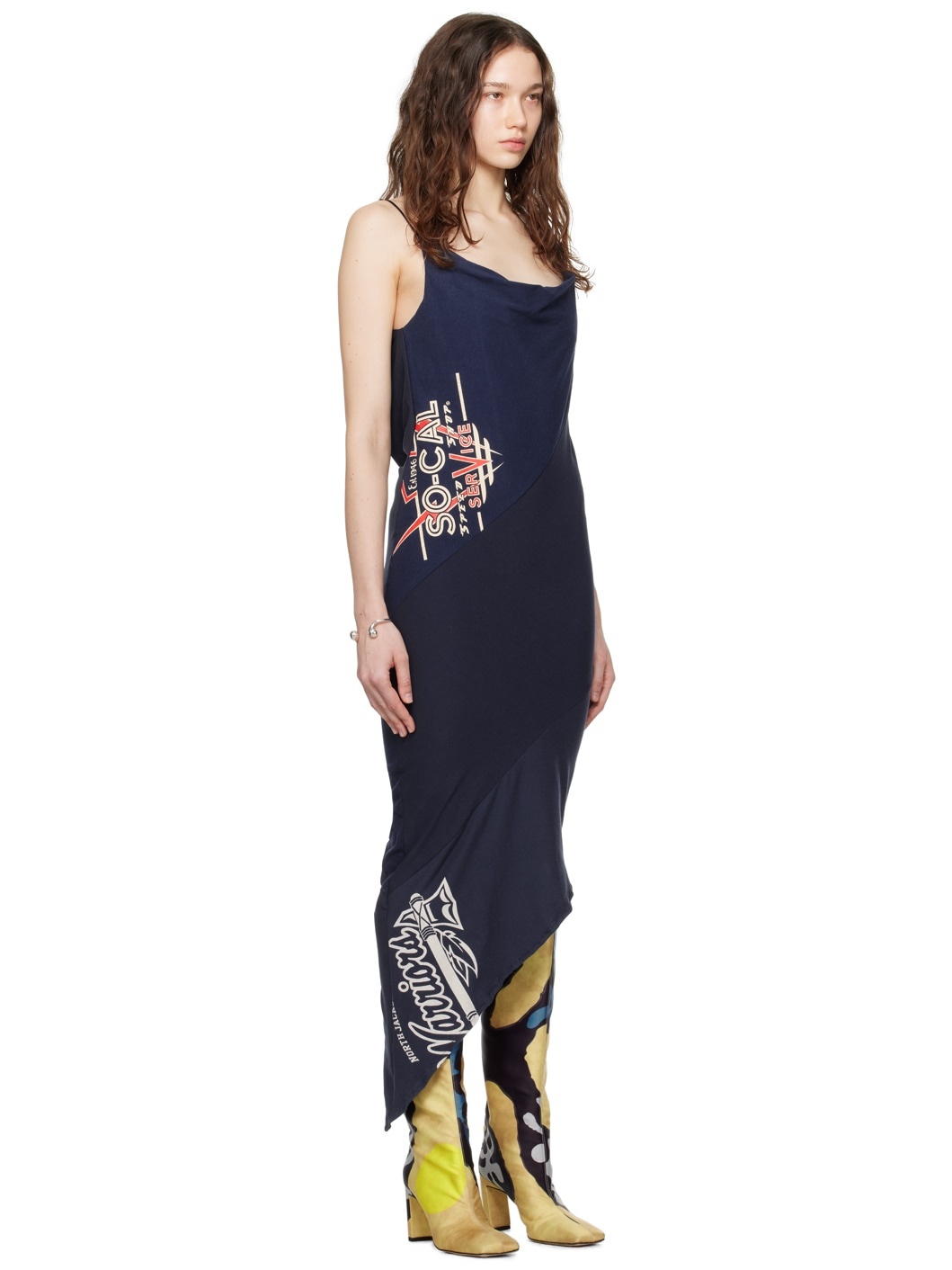 Navy Reconstituted Midi Dress - 2