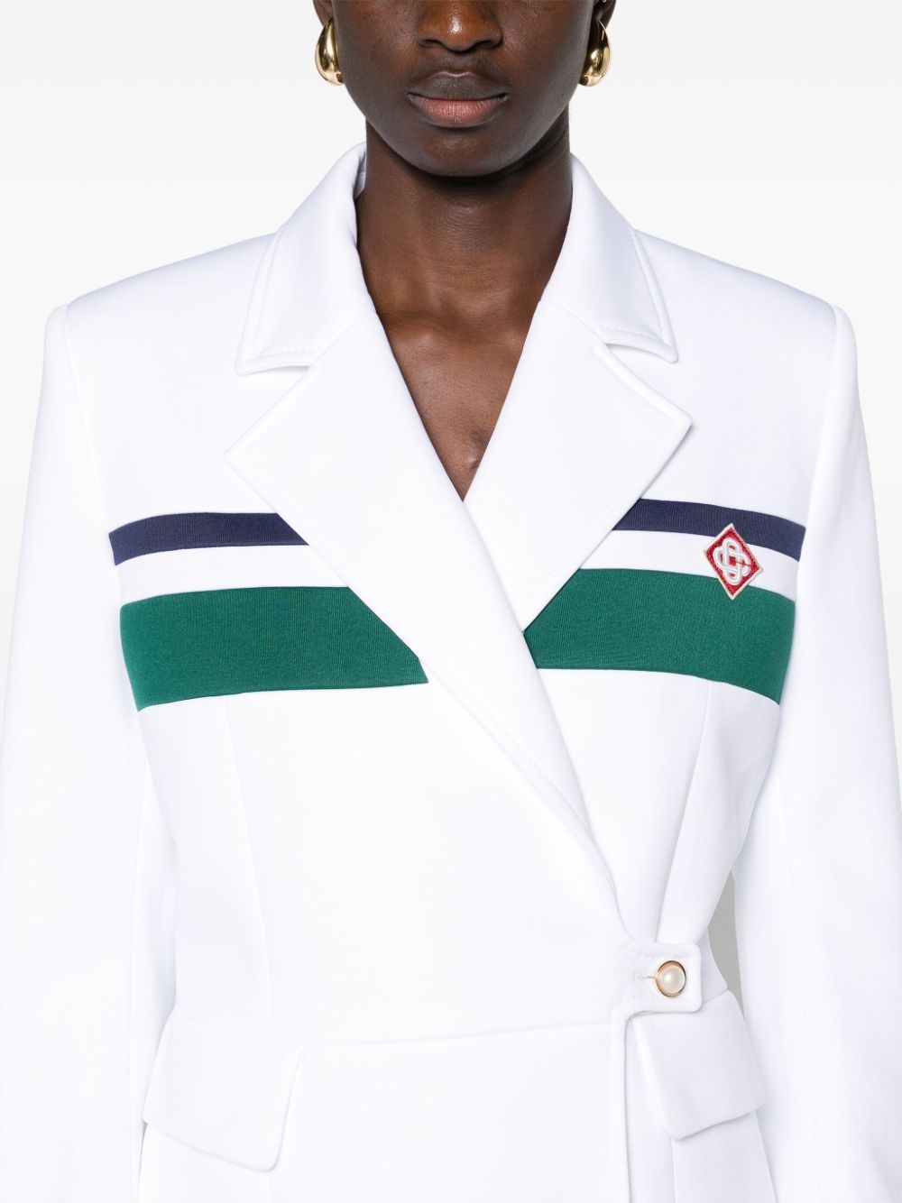 logo-patch double-breasted blazer - 5