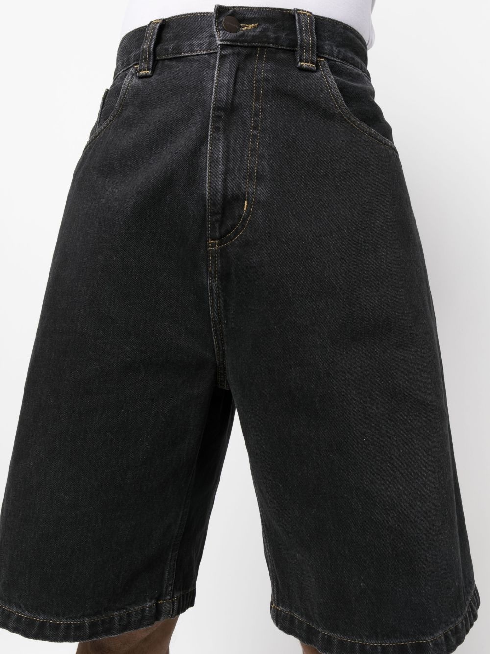 logo-patch wide-leg denim shorts - 5