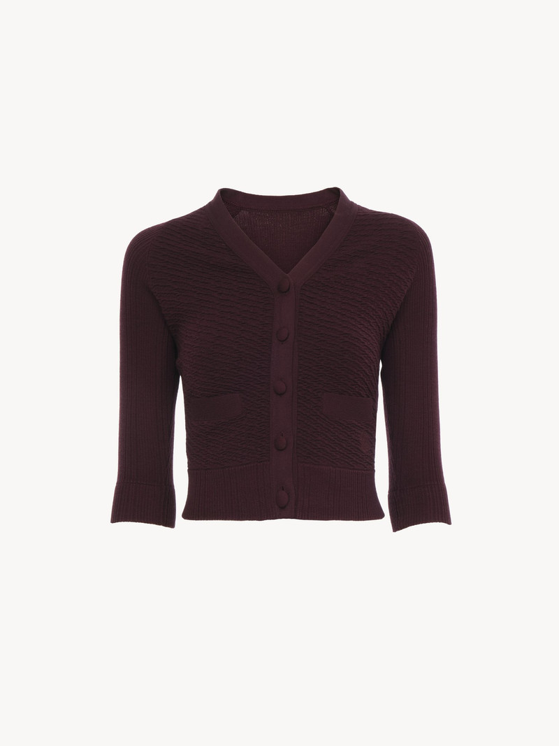 Chloé FITTED V-NECK CARDIGAN IN A WOOL KNIT outlook