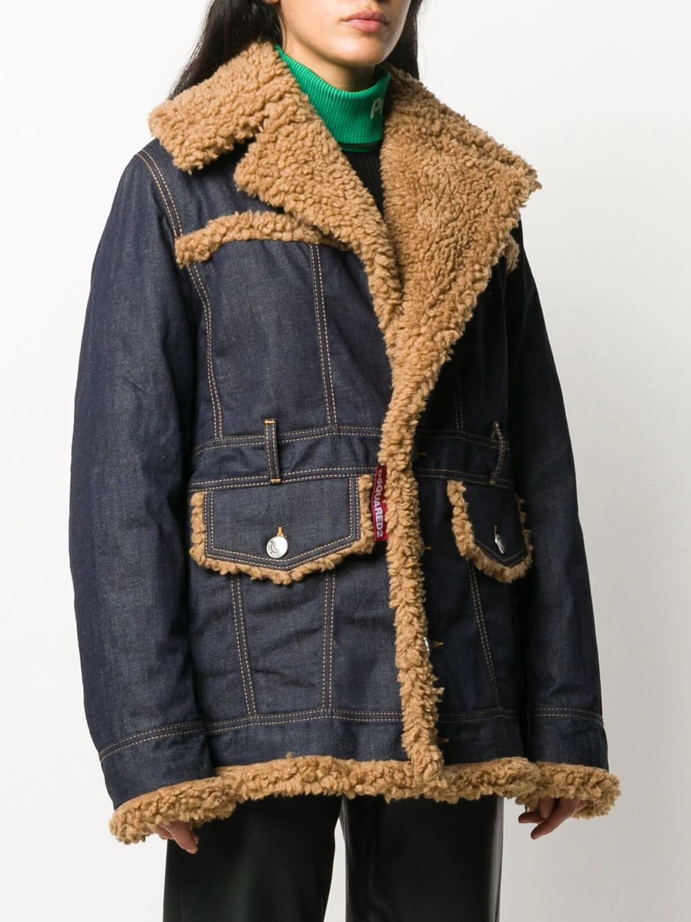 denim shearling jacket - 3