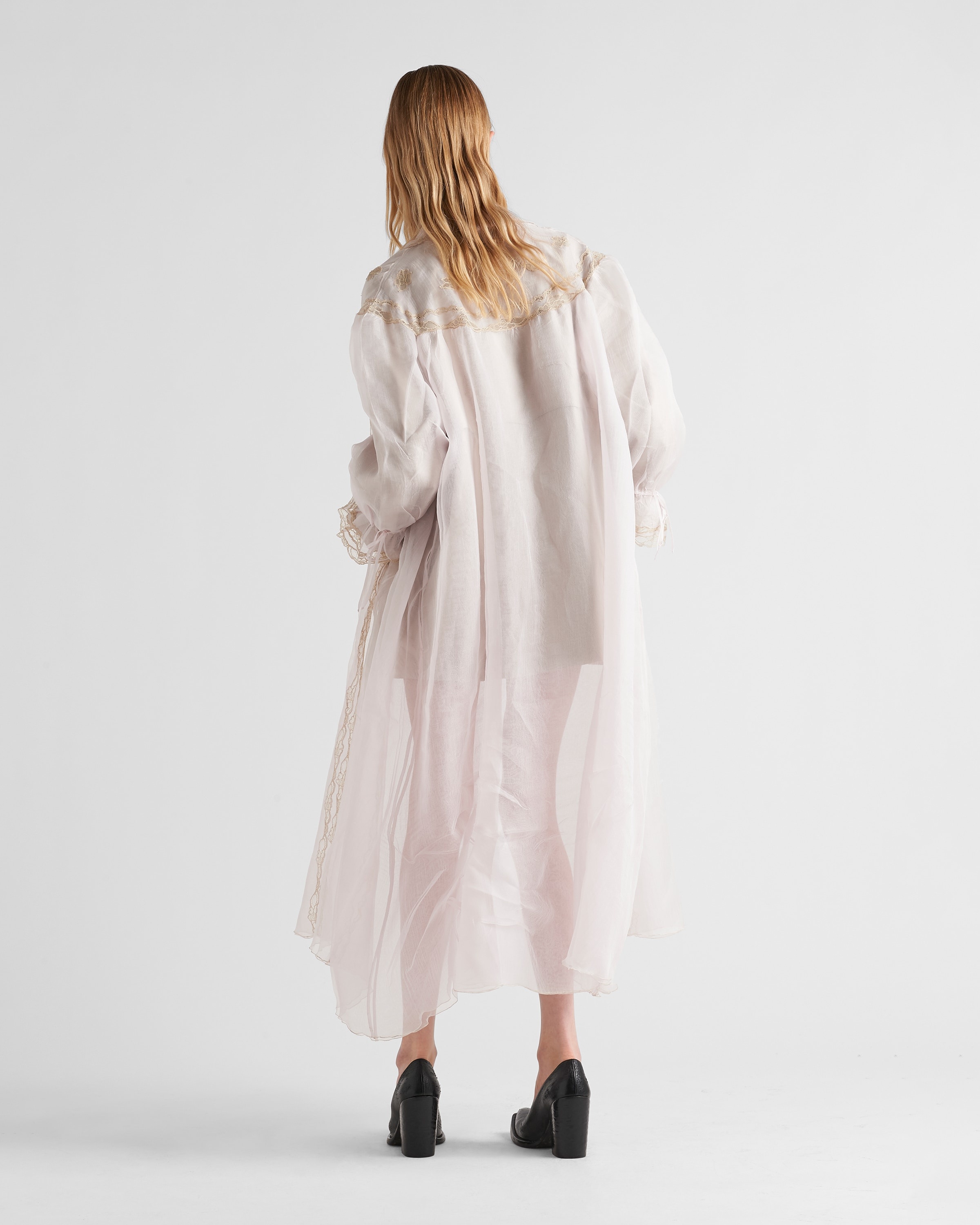 Nylonette coat with intarsia lace - 5