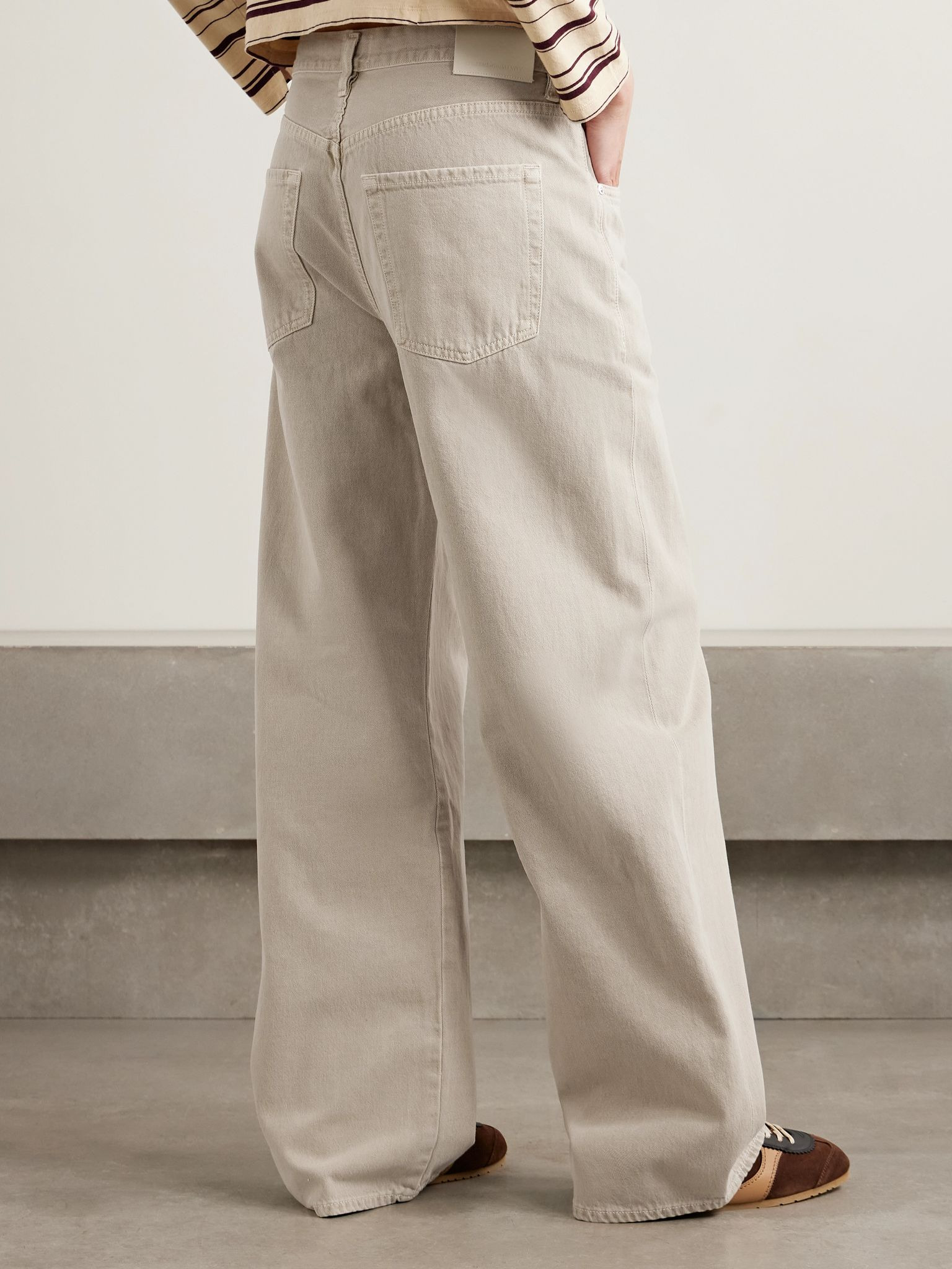 Brynn Drawstring mid-rise wide-leg jeans Beige - 4