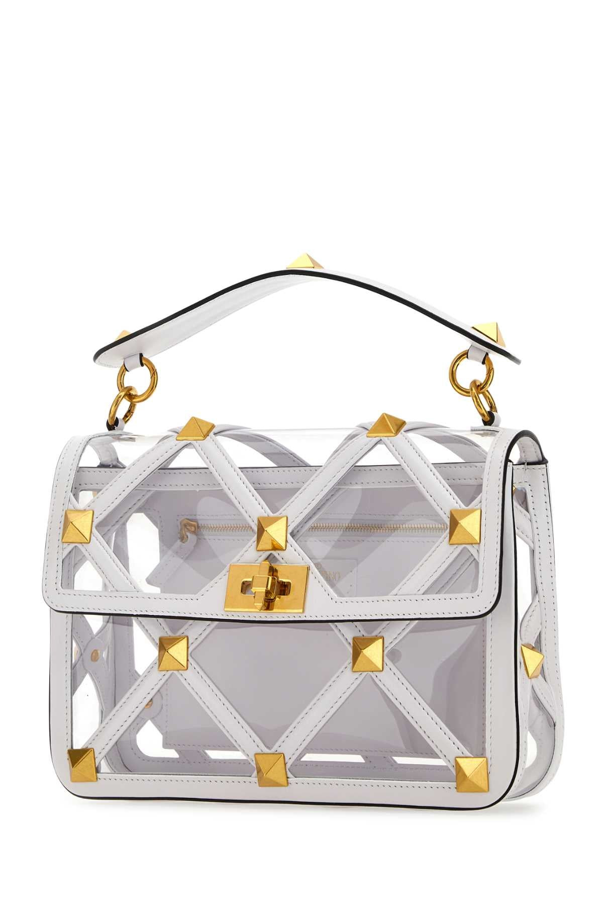 Valentino Garavani Women White Polymeric Material And Leather Large Roman Stud Handbag - 2