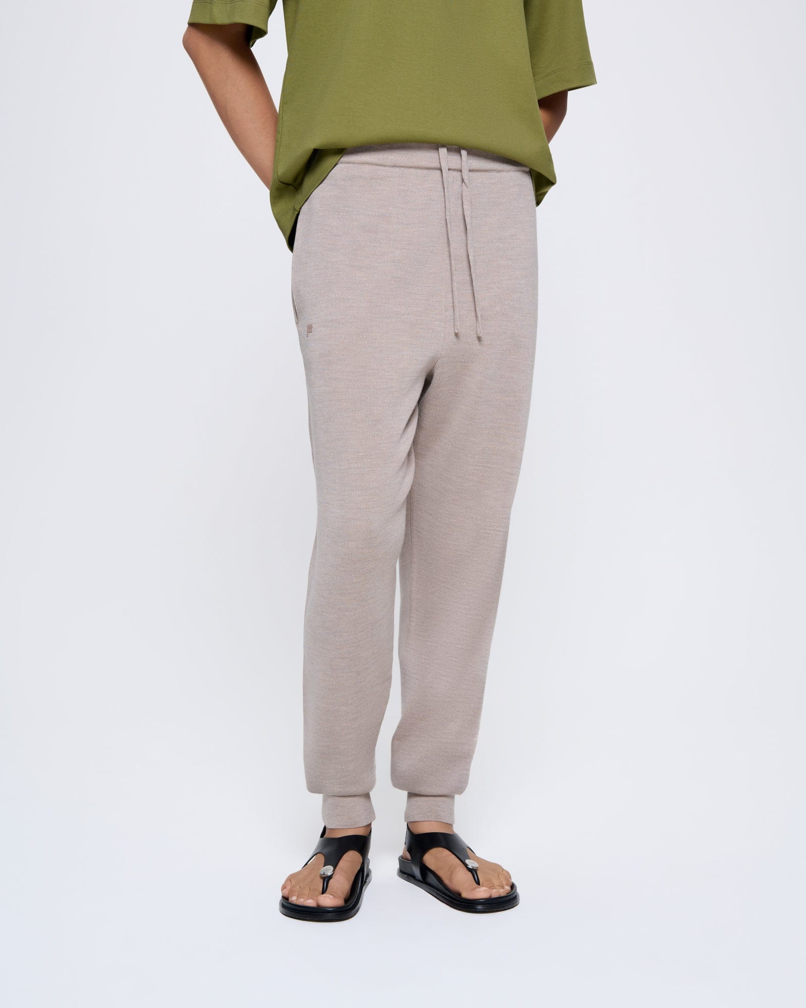 Womens DNA Regenerative Merino Wool Track Pants - Stone Marl - 3
