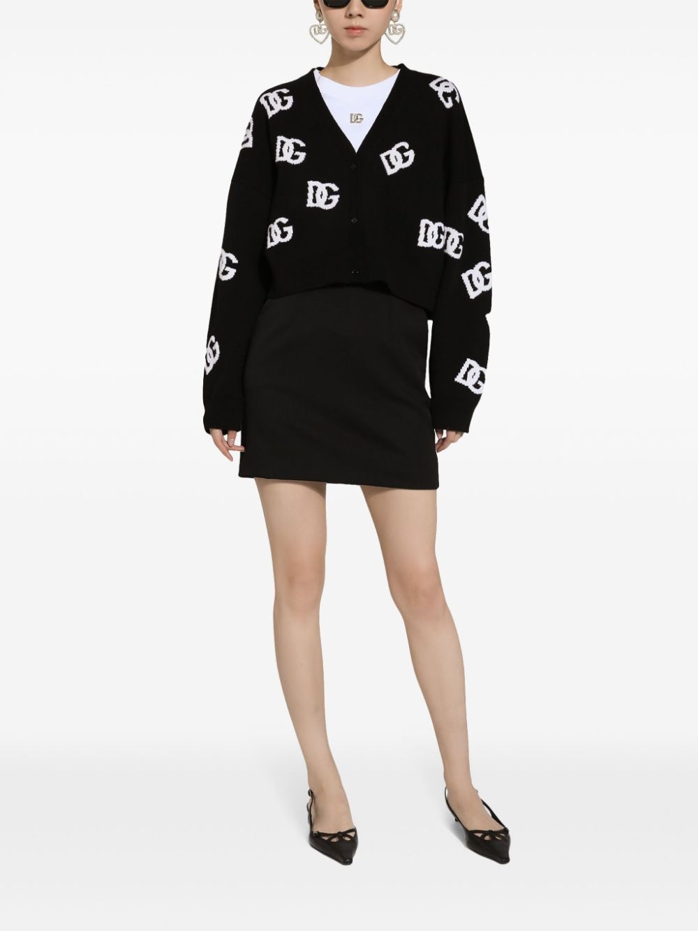 logo embroidered cardigan - 3