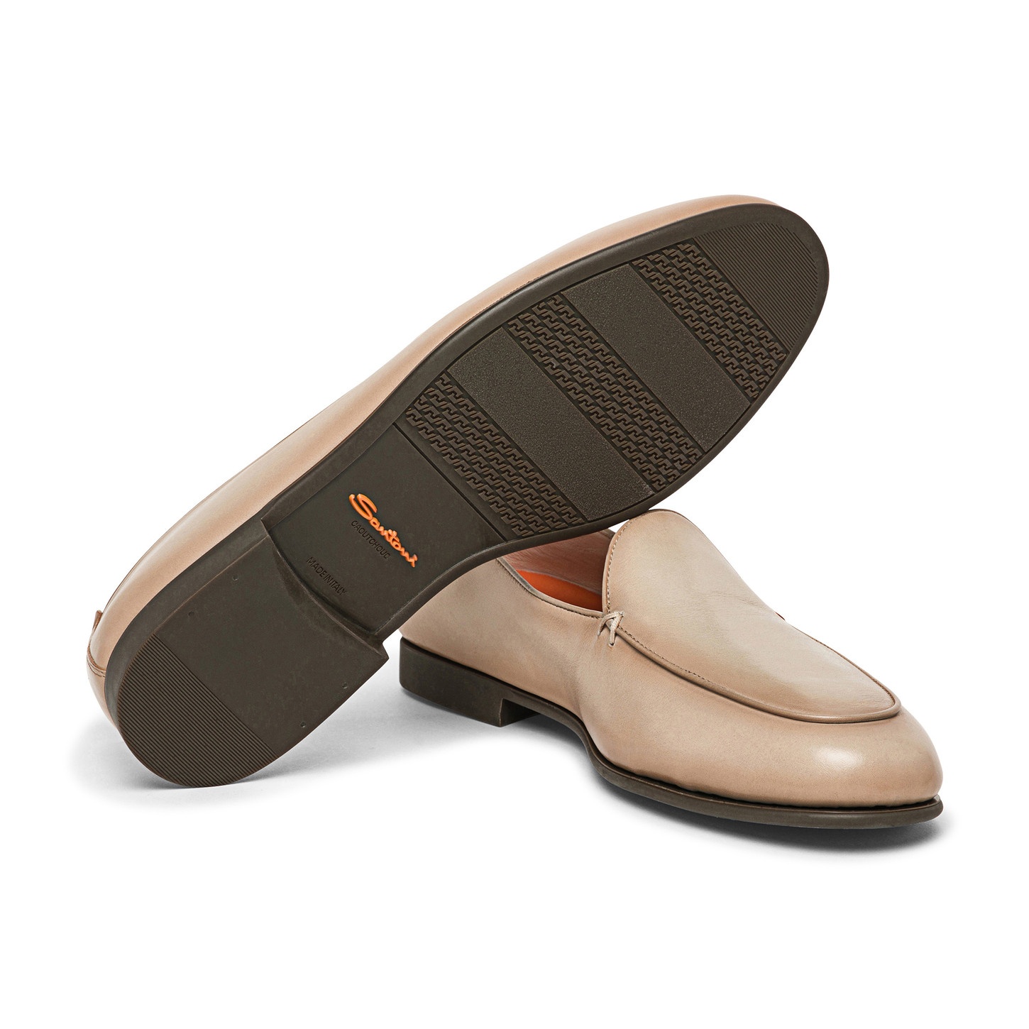 Men's beige leather loafer - 3