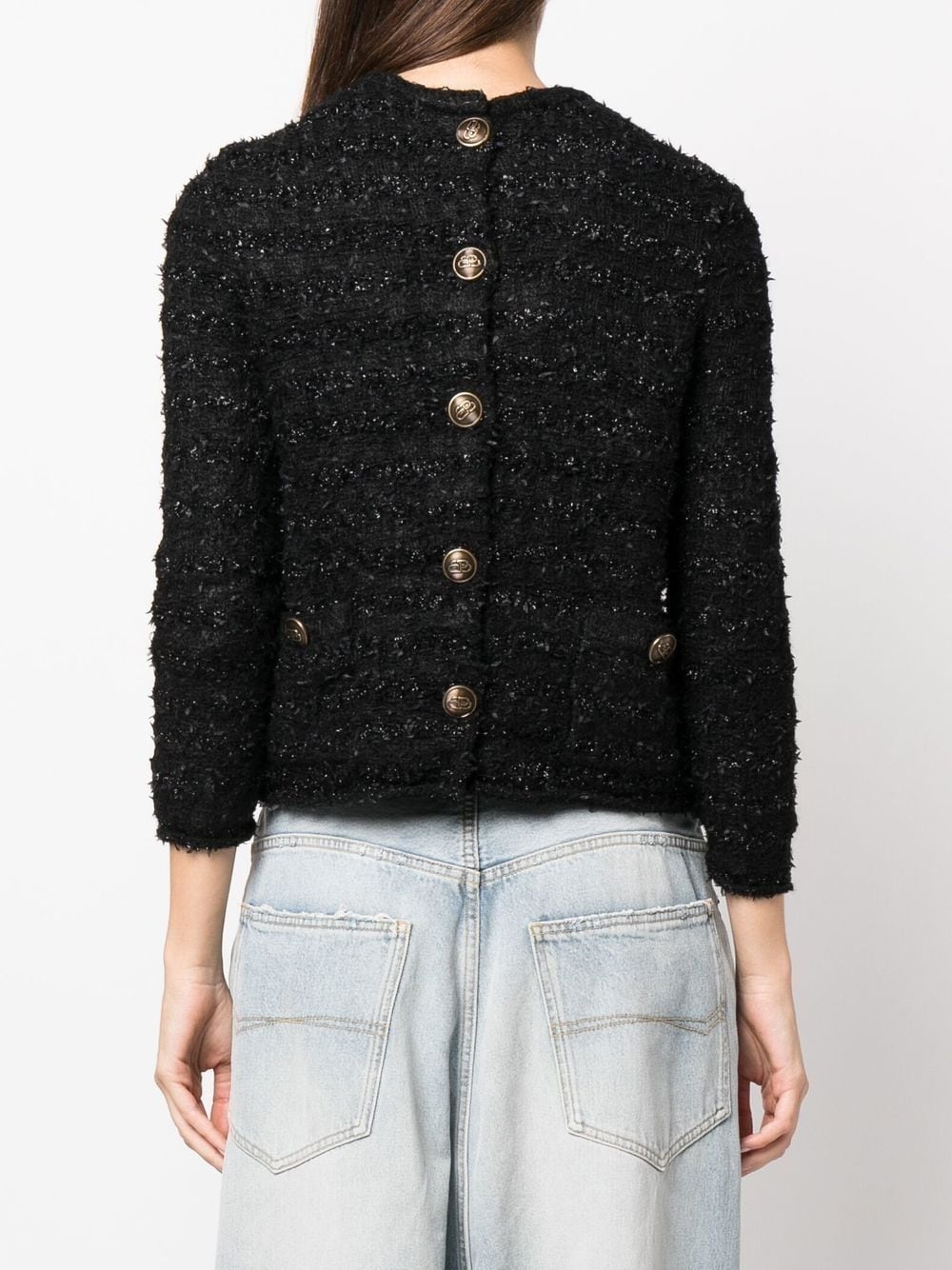 tweed button-back blouse - 4