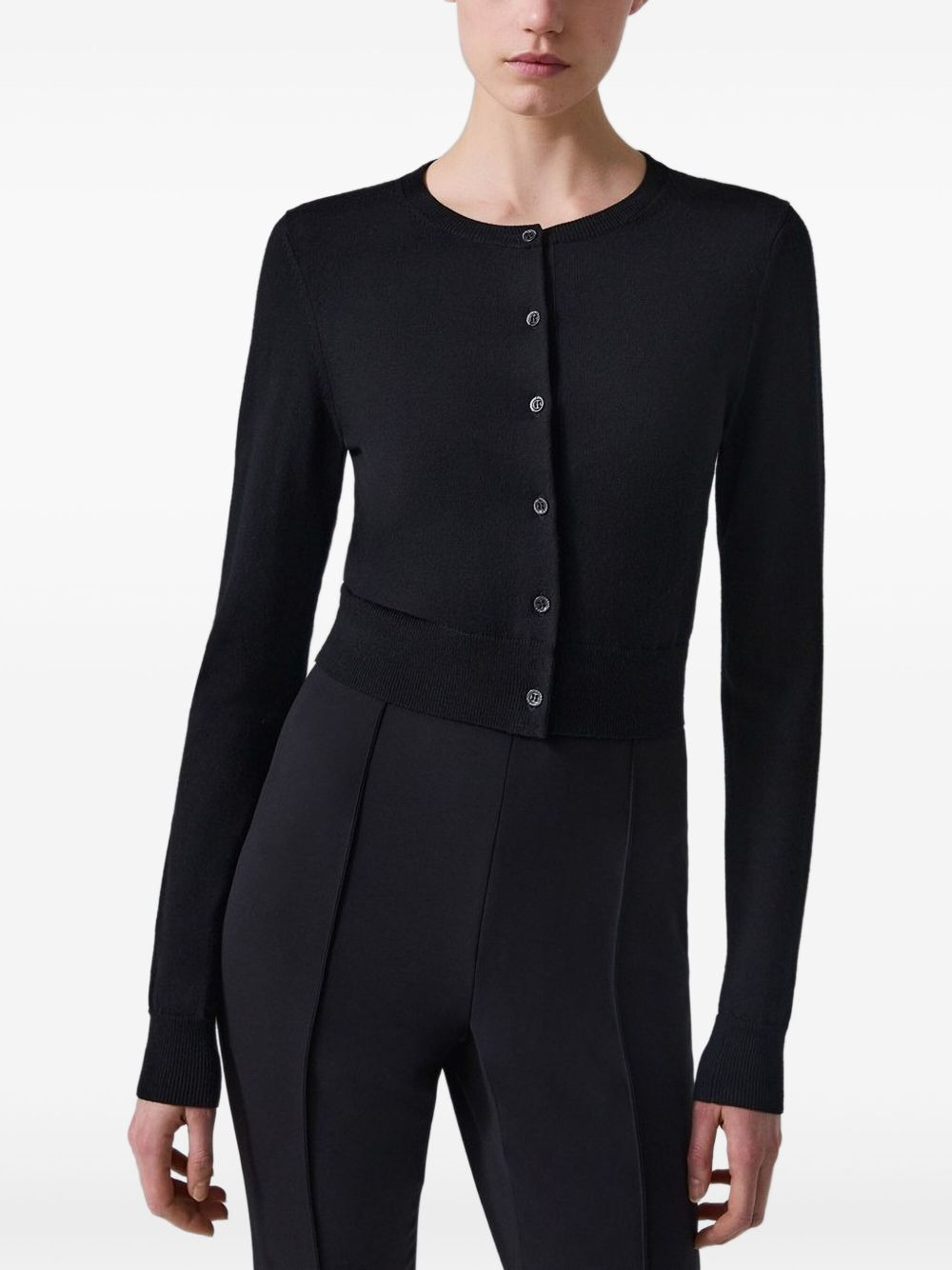 button-front cropped cardigan - 4