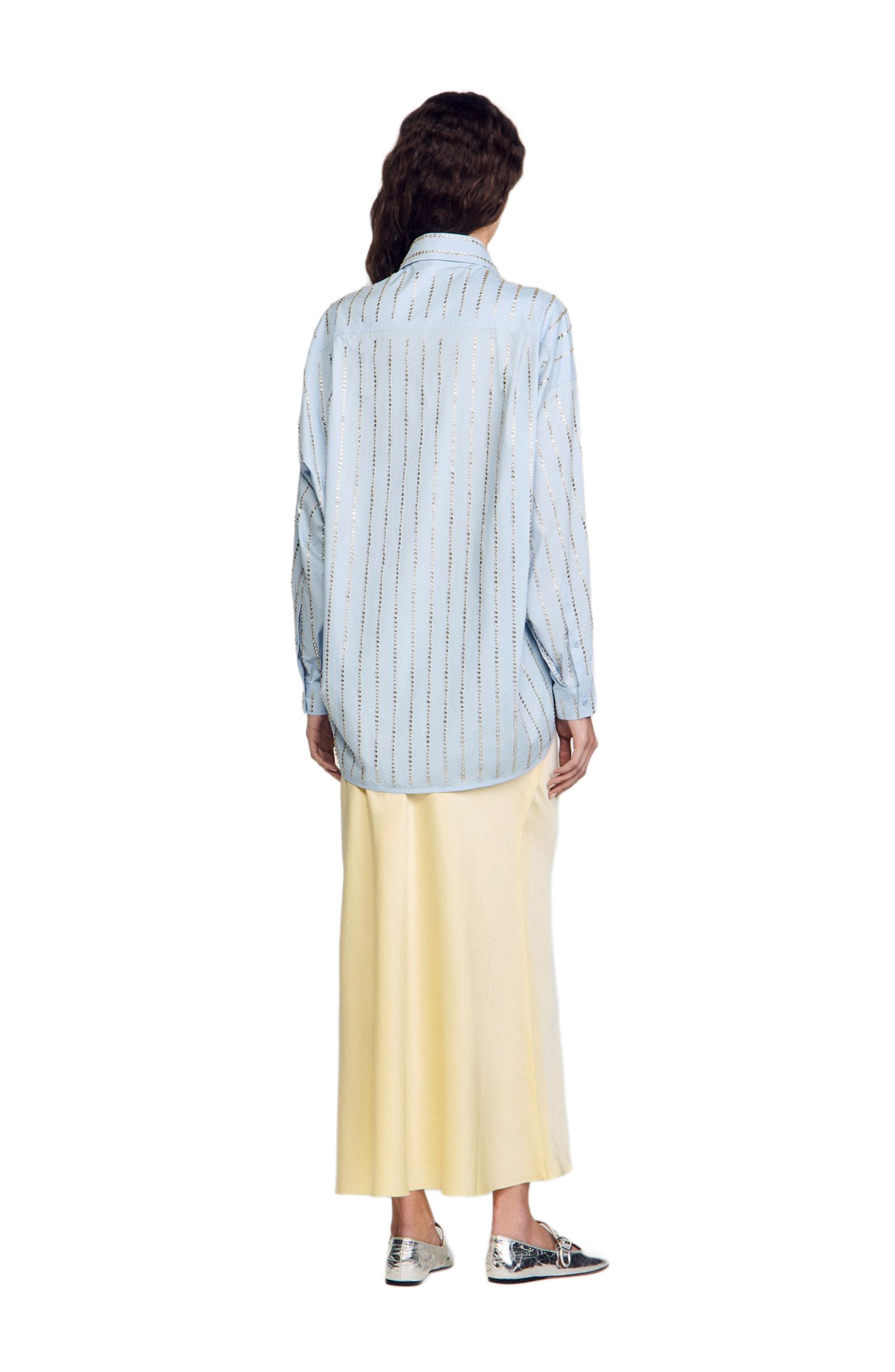SANDRO Rhinestone shirt in Sky Blue at Nordstrom - 3