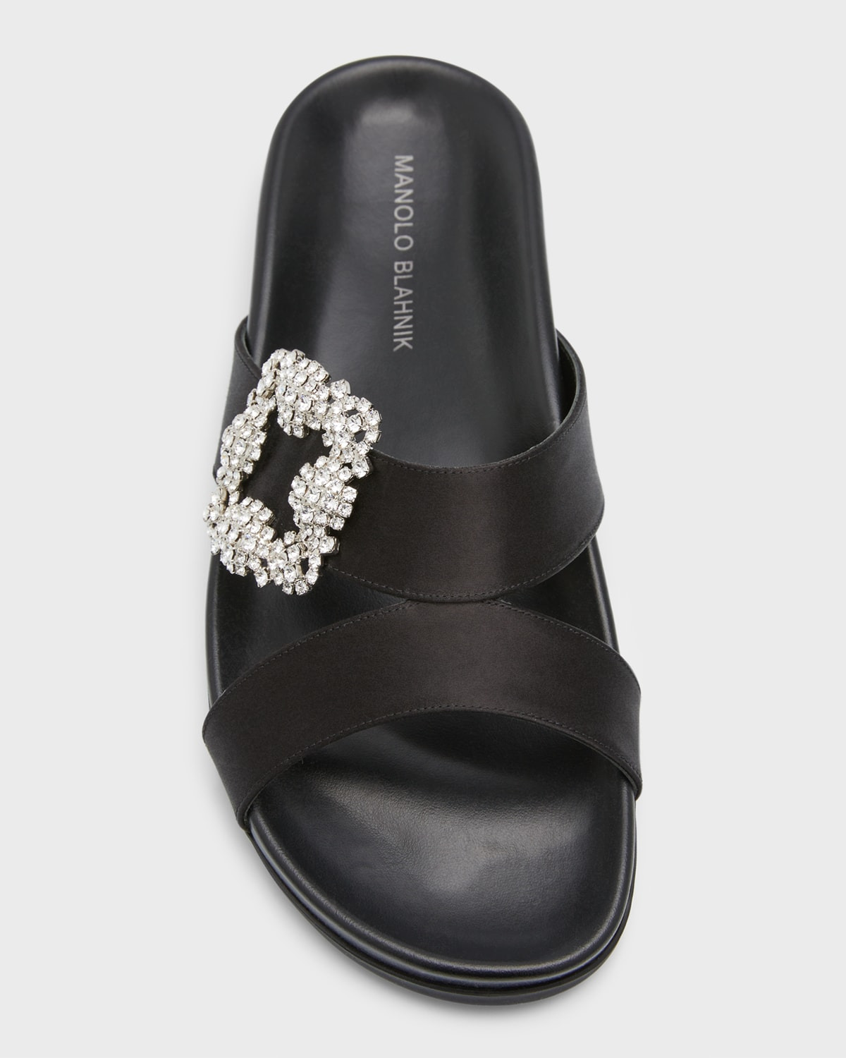 Manolo Blahnik Chilanghi Crystal Buckle Slide Sandals