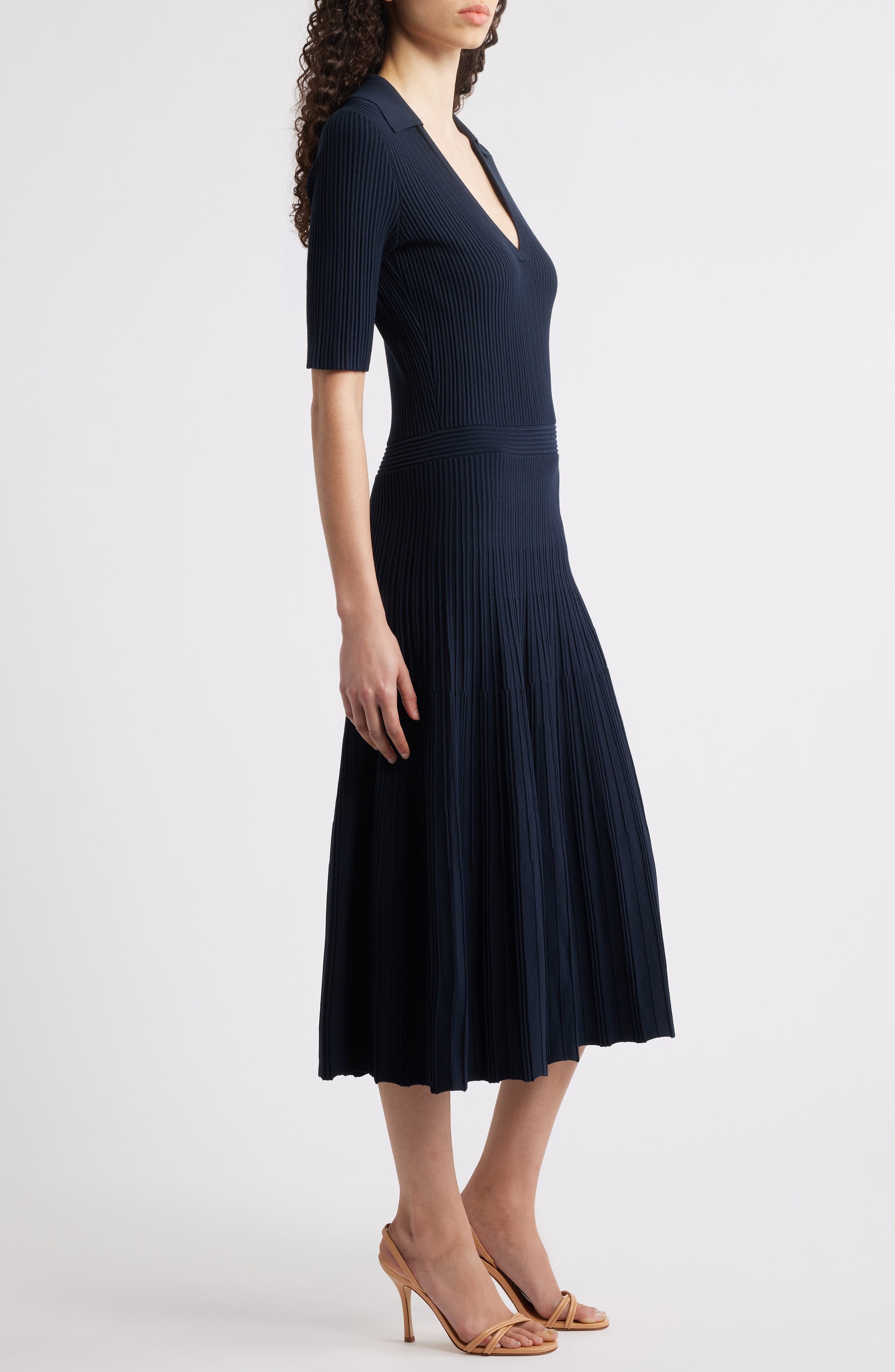 BOSS Fracie Rib Midi Dres in Sky Captain at Nordstrom - 3